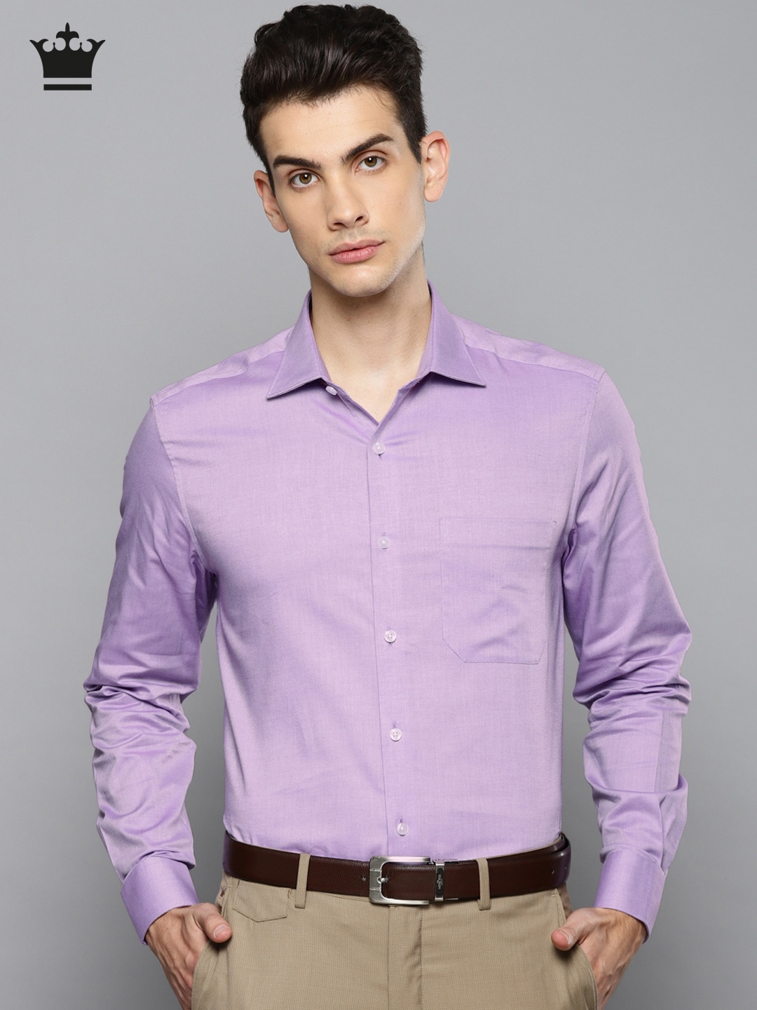 

Louis Philippe Men Purple Slim Fit Solid Formal Shirt