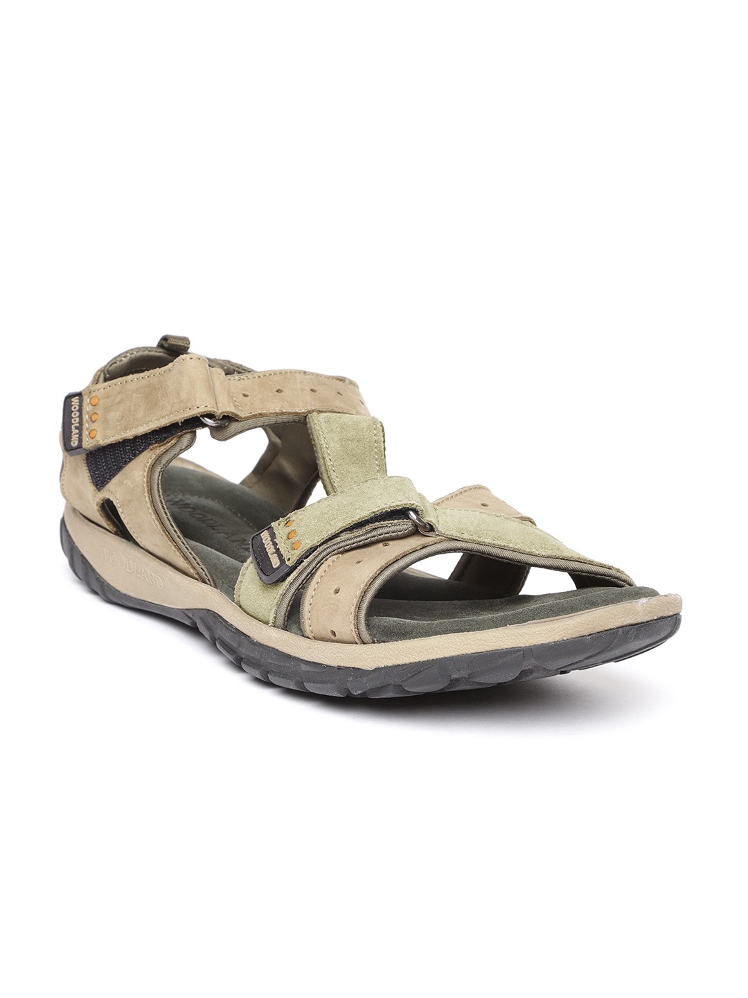 

Woodland ProPlanet Men Olive Green & Beige Nubuck Leather Comfort Sandals