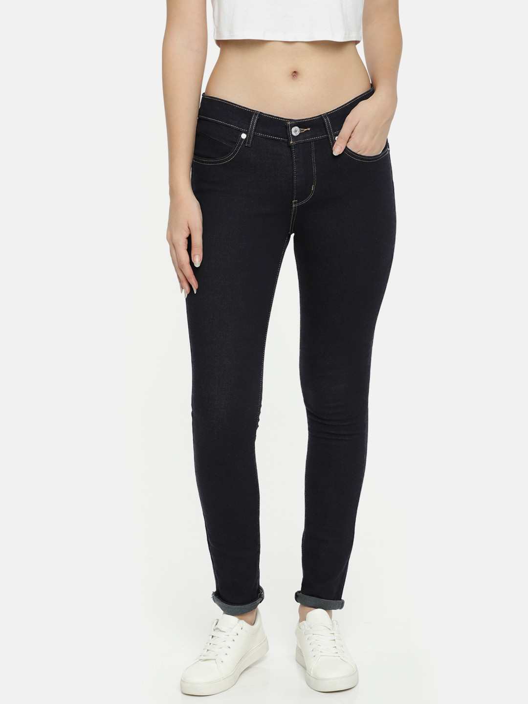 

Levis Women Blue Super Skinny Fit Mid-Rise Clean Look Jeans