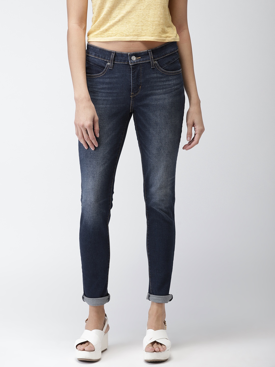 

Levis Women Navy Blue Skinny Fit Mid-Rise Clean Look Stretchable Jeans