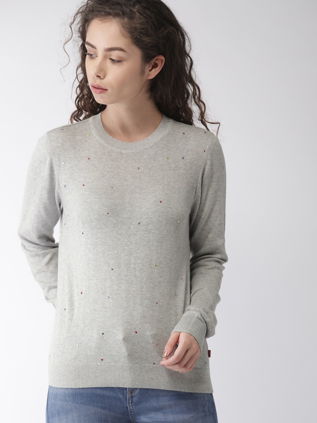 

Levis Women Grey Solid Embellished Pullover