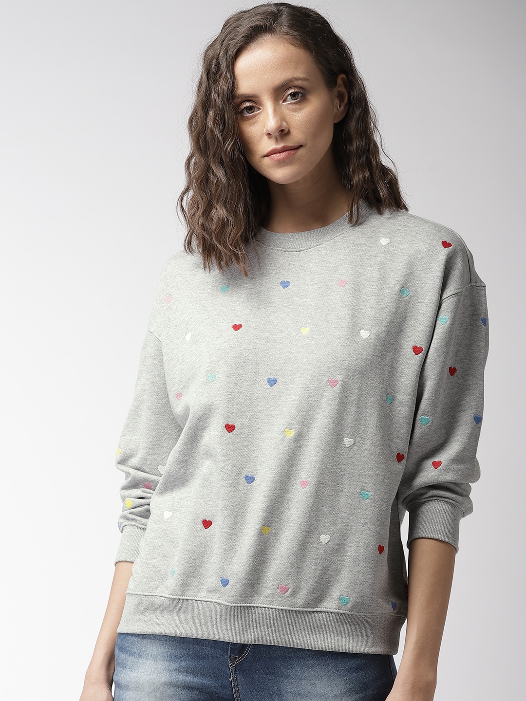 

Levis Women Grey Self Design Sweatshirt
