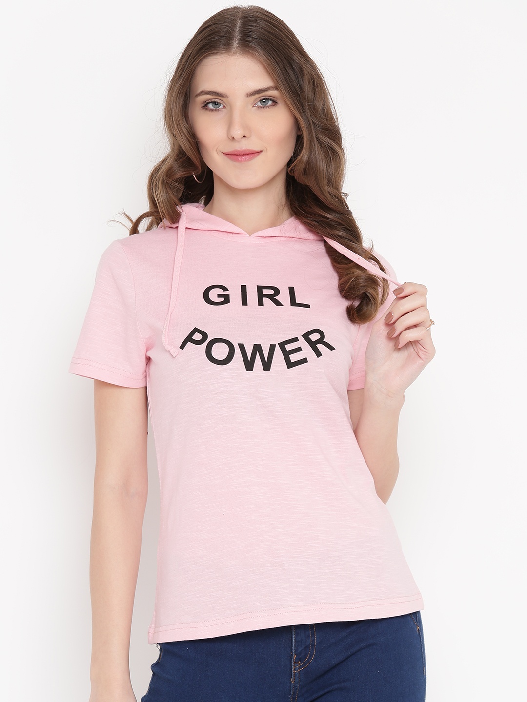 

GRITSTONES Women Pink Printed Hood T-shirt