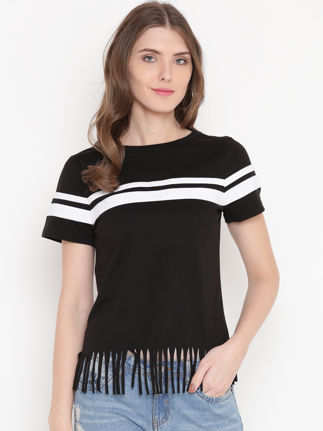 

GRITSTONES Women Black Striped Top