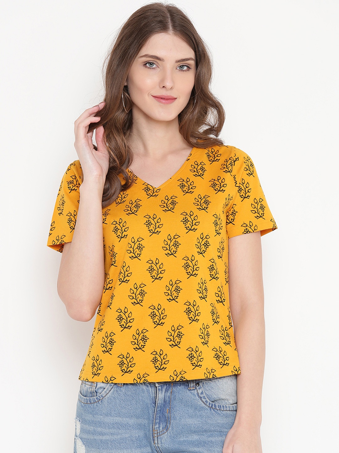 

GRITSTONES Women Yellow Printed Top