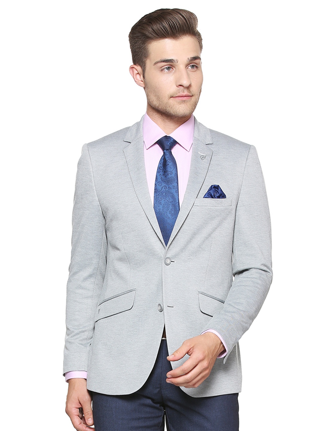 

Van Heusen Men Grey Solid Single Breasted Slim Fit Blazer