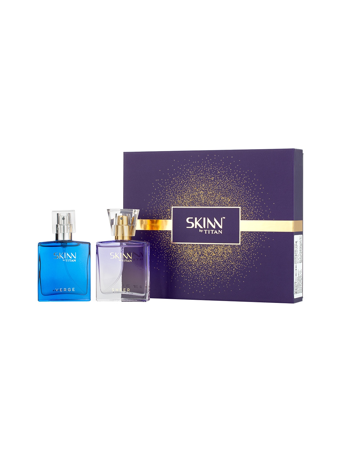 

SKINN by Titan Set of 2 Verge & Sheer Mini Gift Set Perfumes for His & Her, Blue
