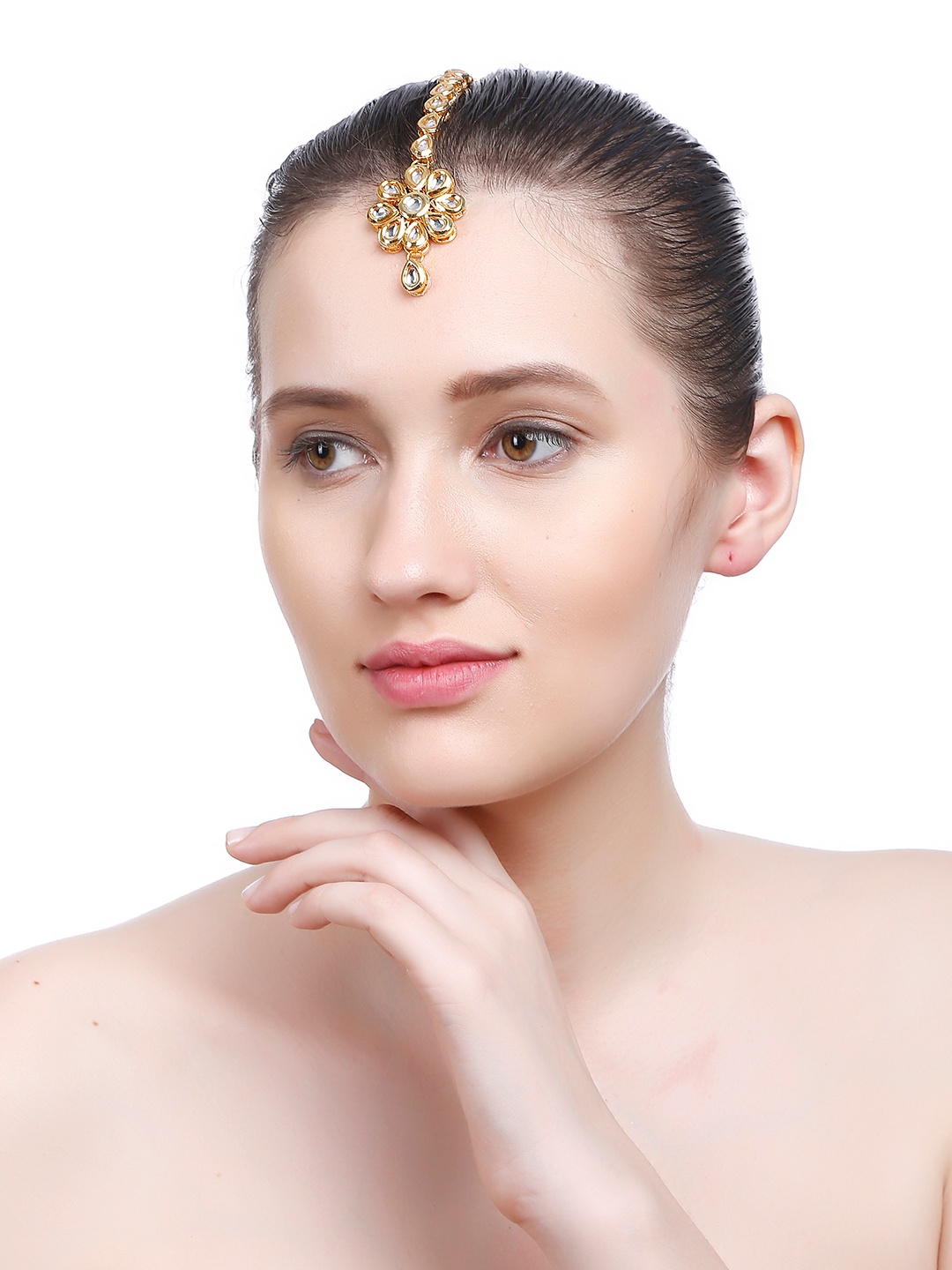 

Bamboo Tree Jewels Gold-Toned Stone-Studded Maang Tikka