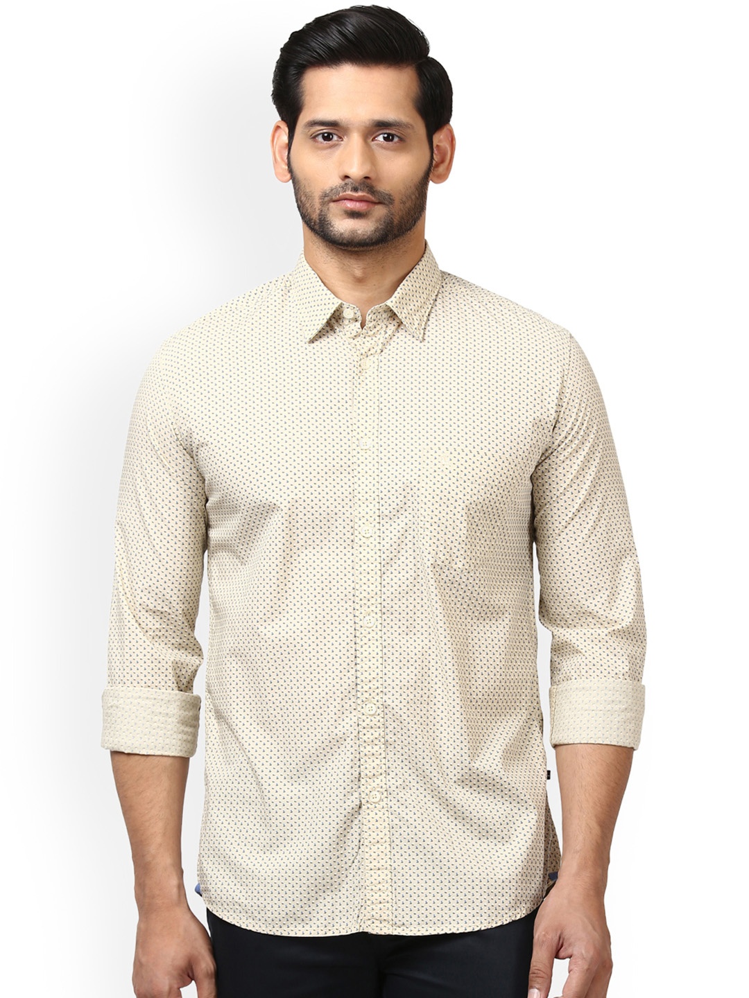 

Parx Men Beige Slim Fit Printed Casual Shirt