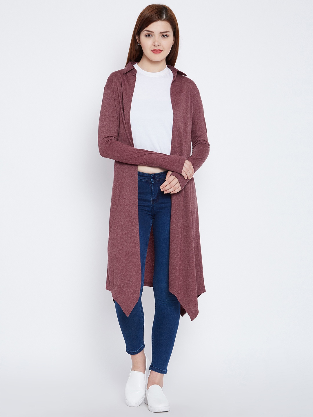 

Hypernation Mauve Solid Open Front Shrug