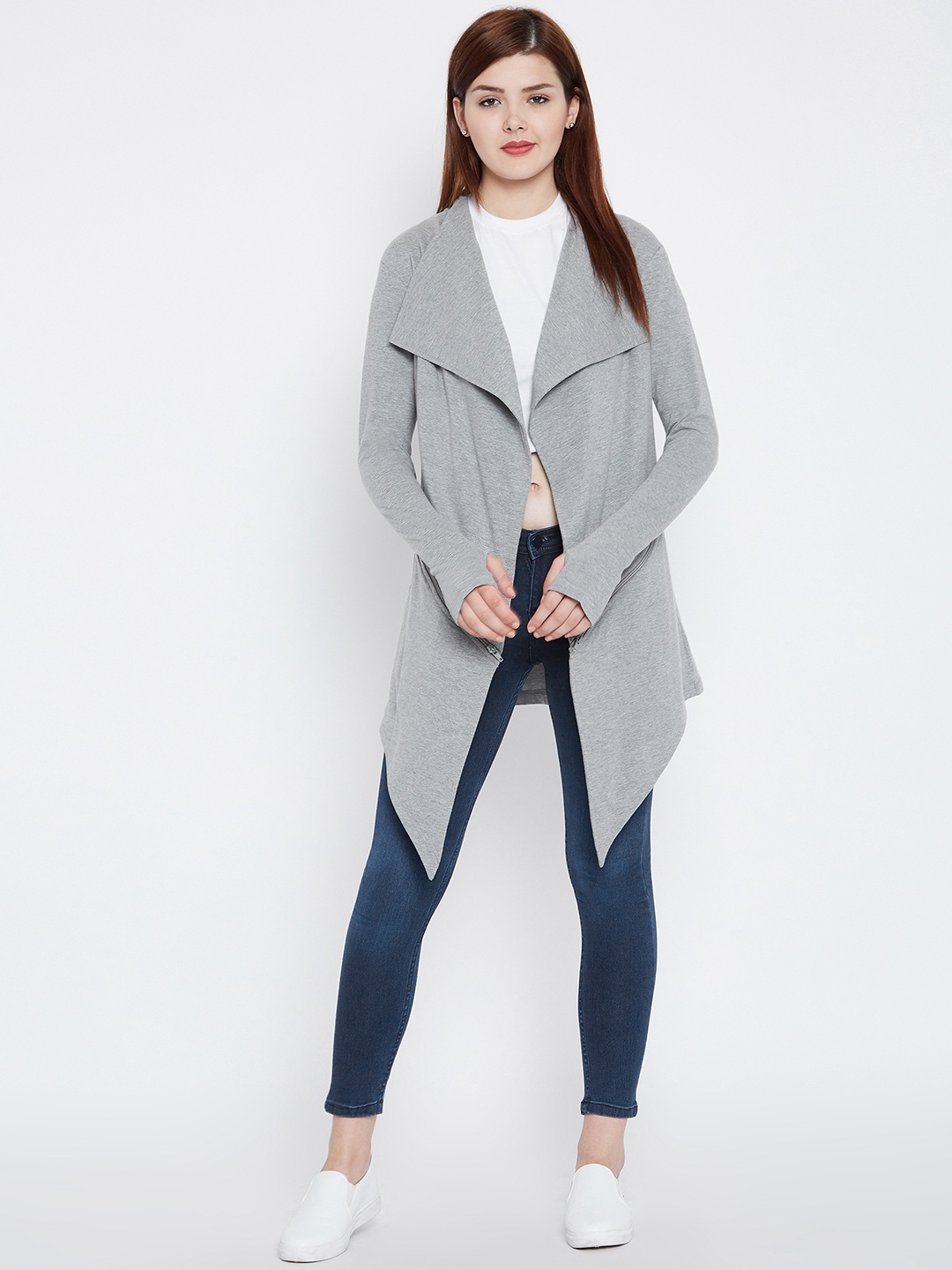

Hypernation Grey Solid Open Front Shrug