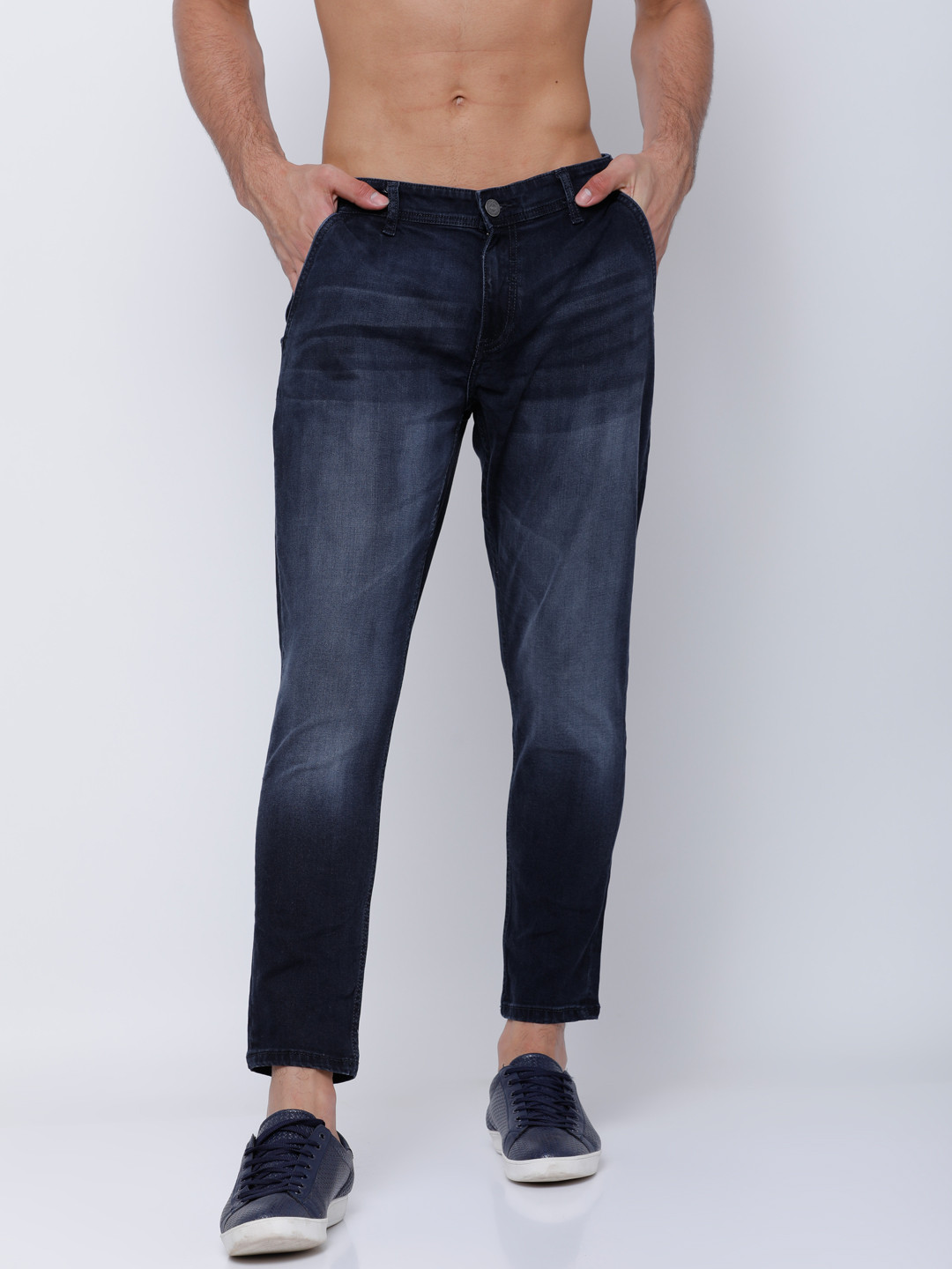 

LOCOMOTIVE Men Navy Blue Slim Fit Mid-Rise Clean Look Stretchable Jeans