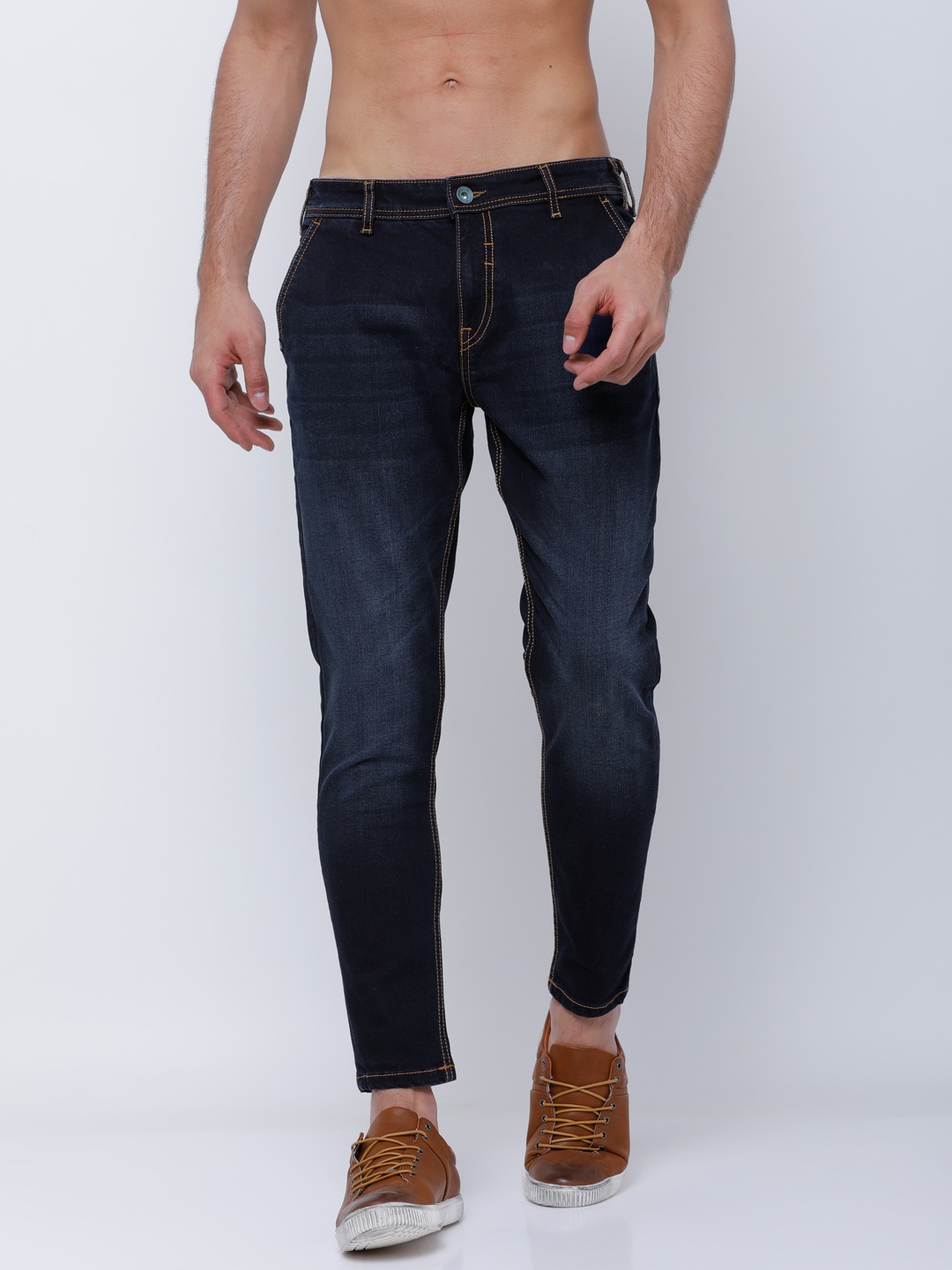 

LOCOMOTIVE Men Navy Blue Slim Fit Mid-Rise Clean Look Stretchable Jeans