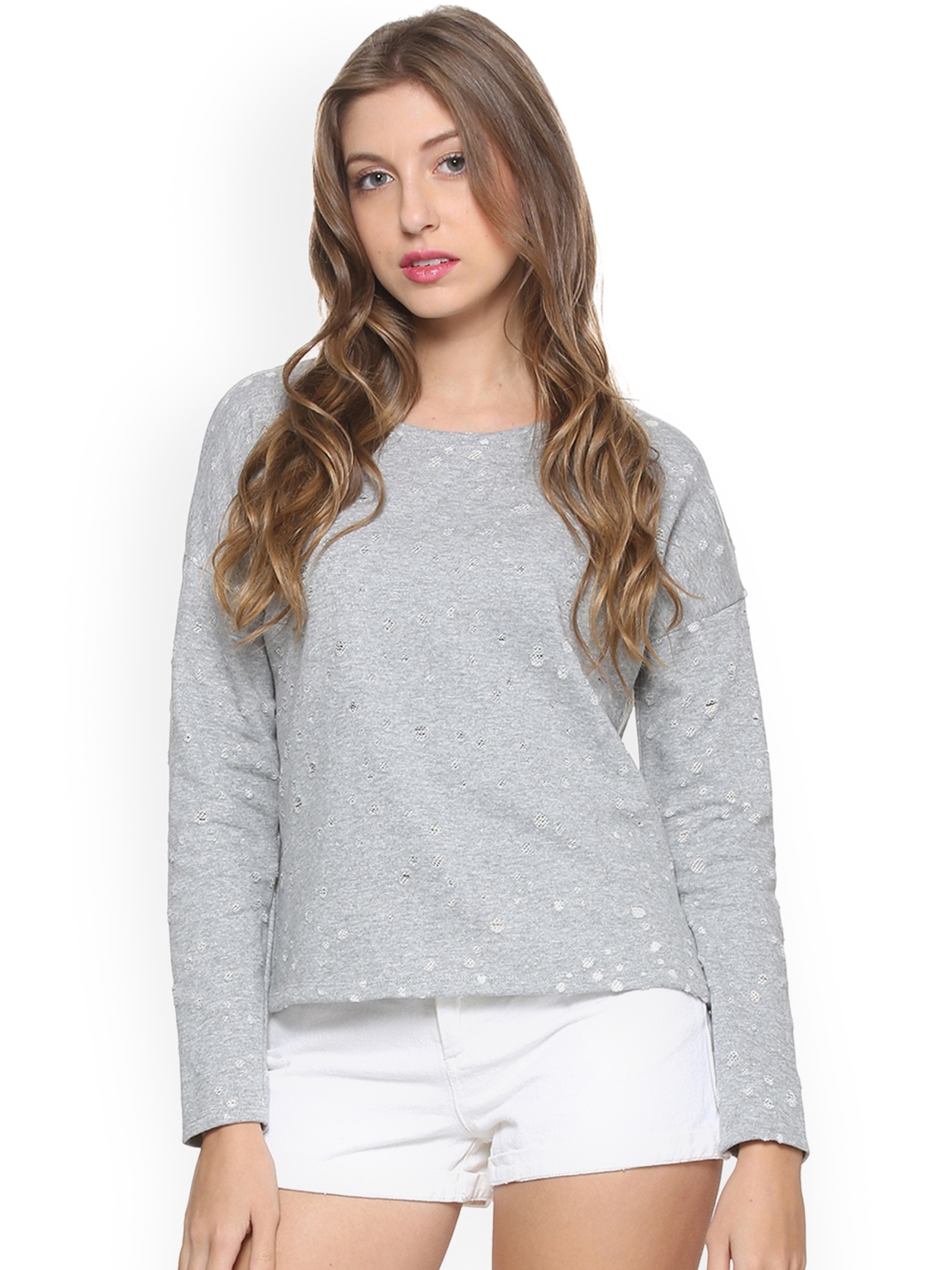 

People Women Grey Solid Round Neck T-shirt