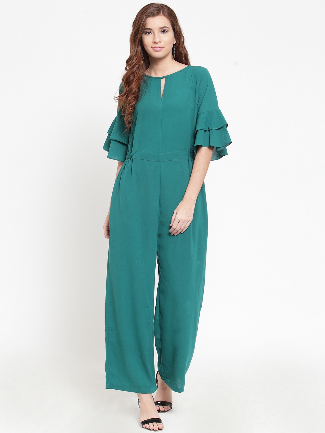 

Martini Green Solid Flounce Sleeve Jumpsuit