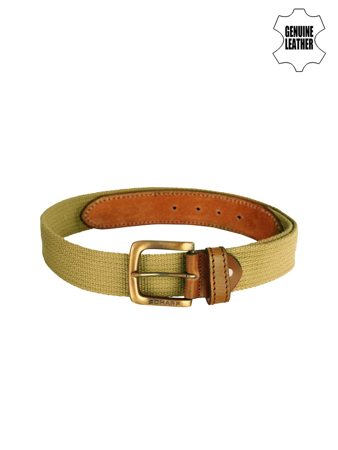 

SCHARF Men Tan Twister Canvas Series Genuine Leather Belt