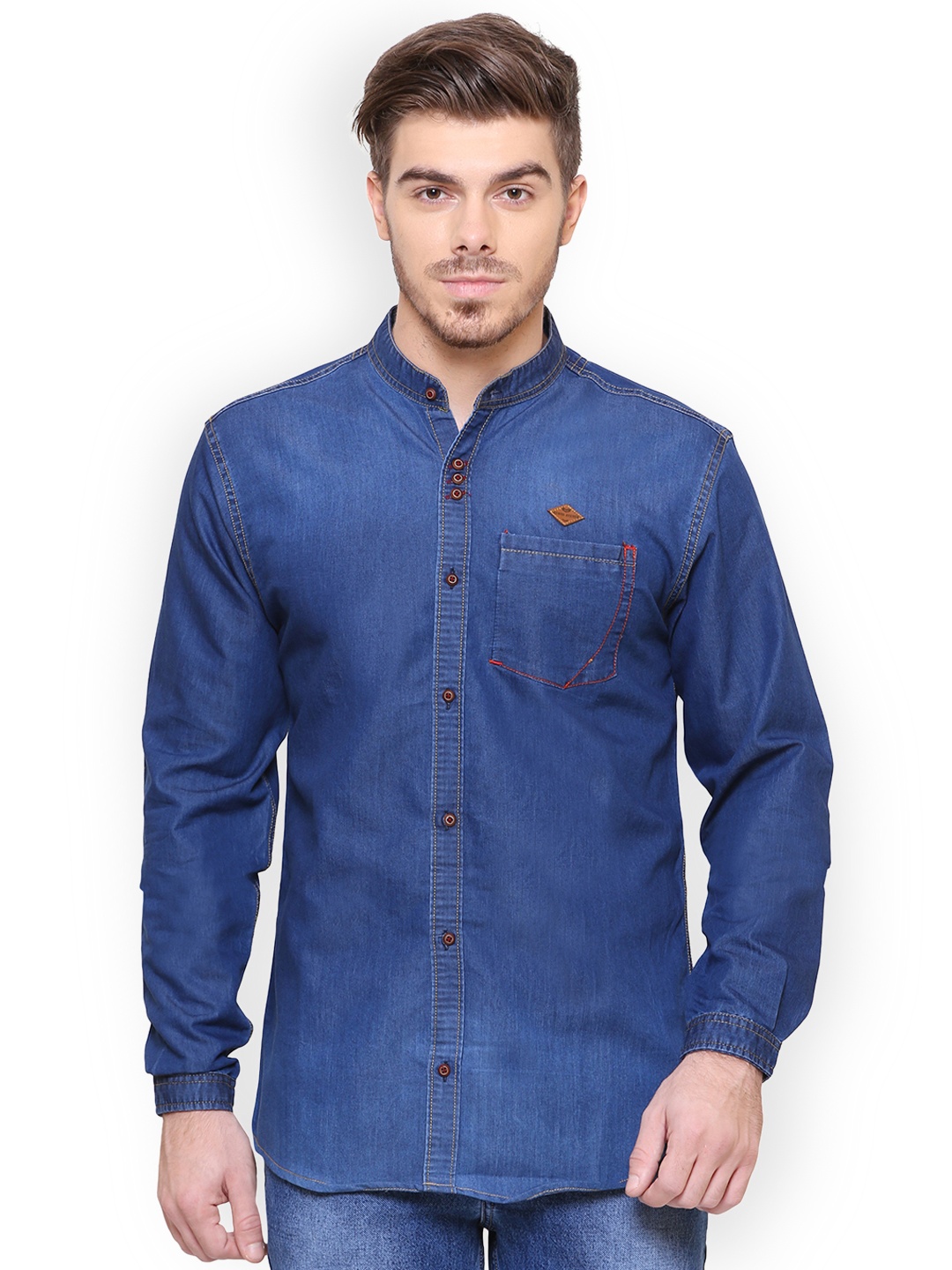 

Kuons Avenue Men Blue Smart Slim Fit Solid Denim Casual Shirt