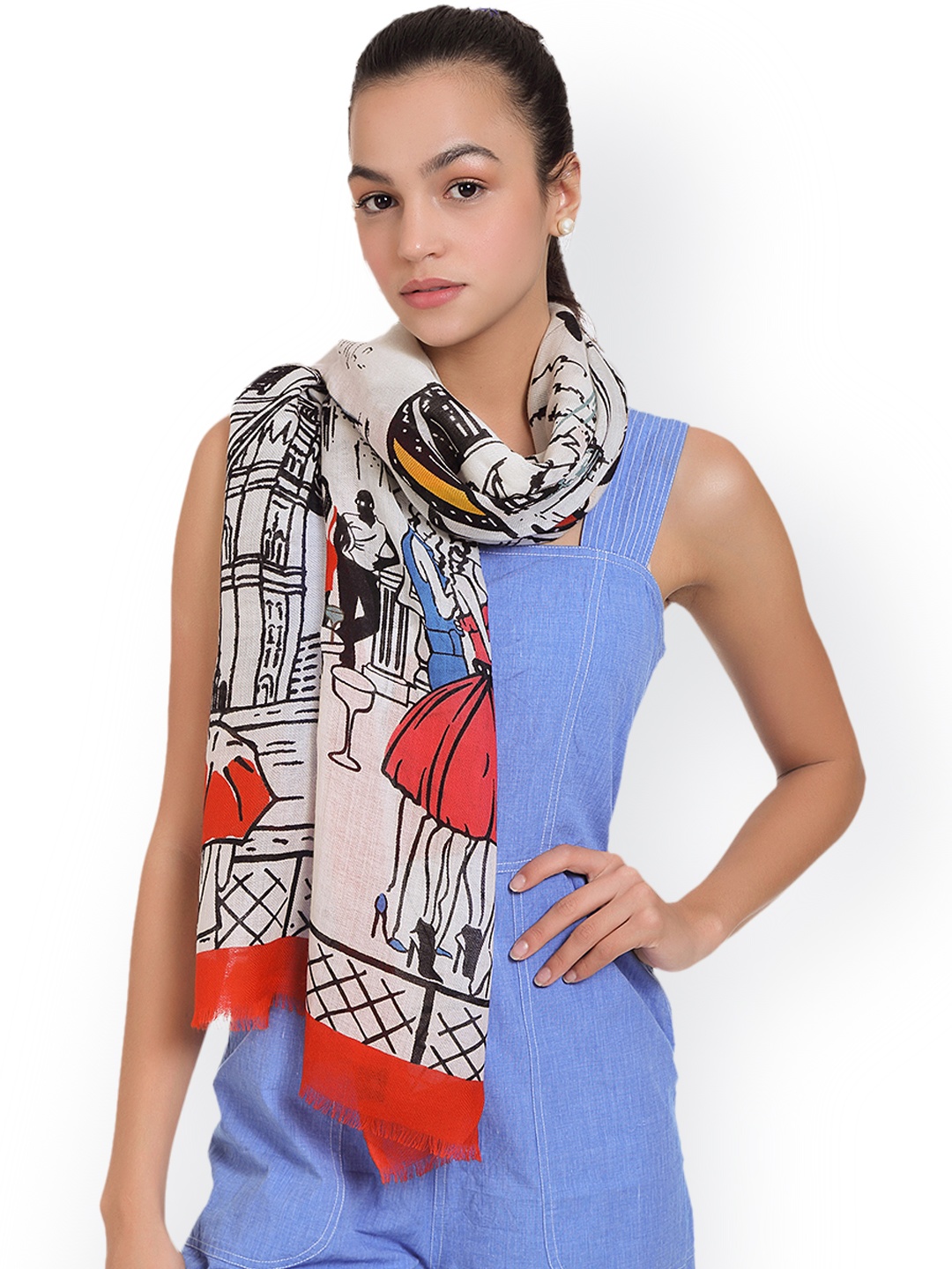 

SHINGORA Women Off-White Printed Stole