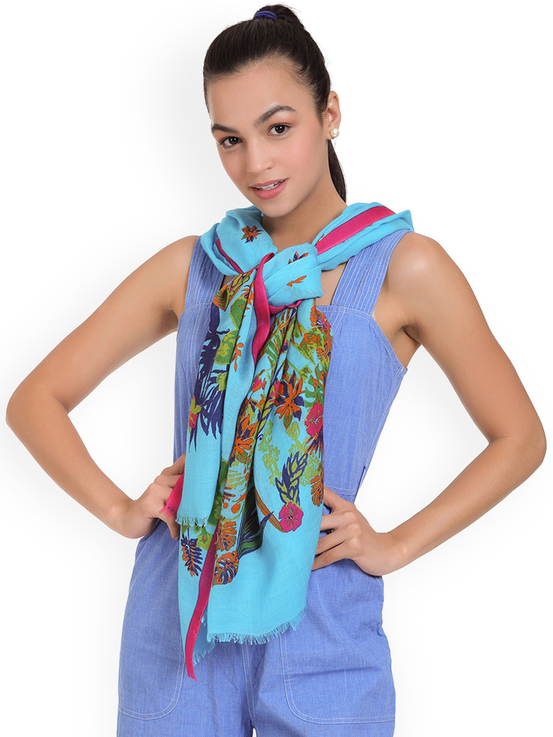 

SHINGORA Women Blue Printed Stole