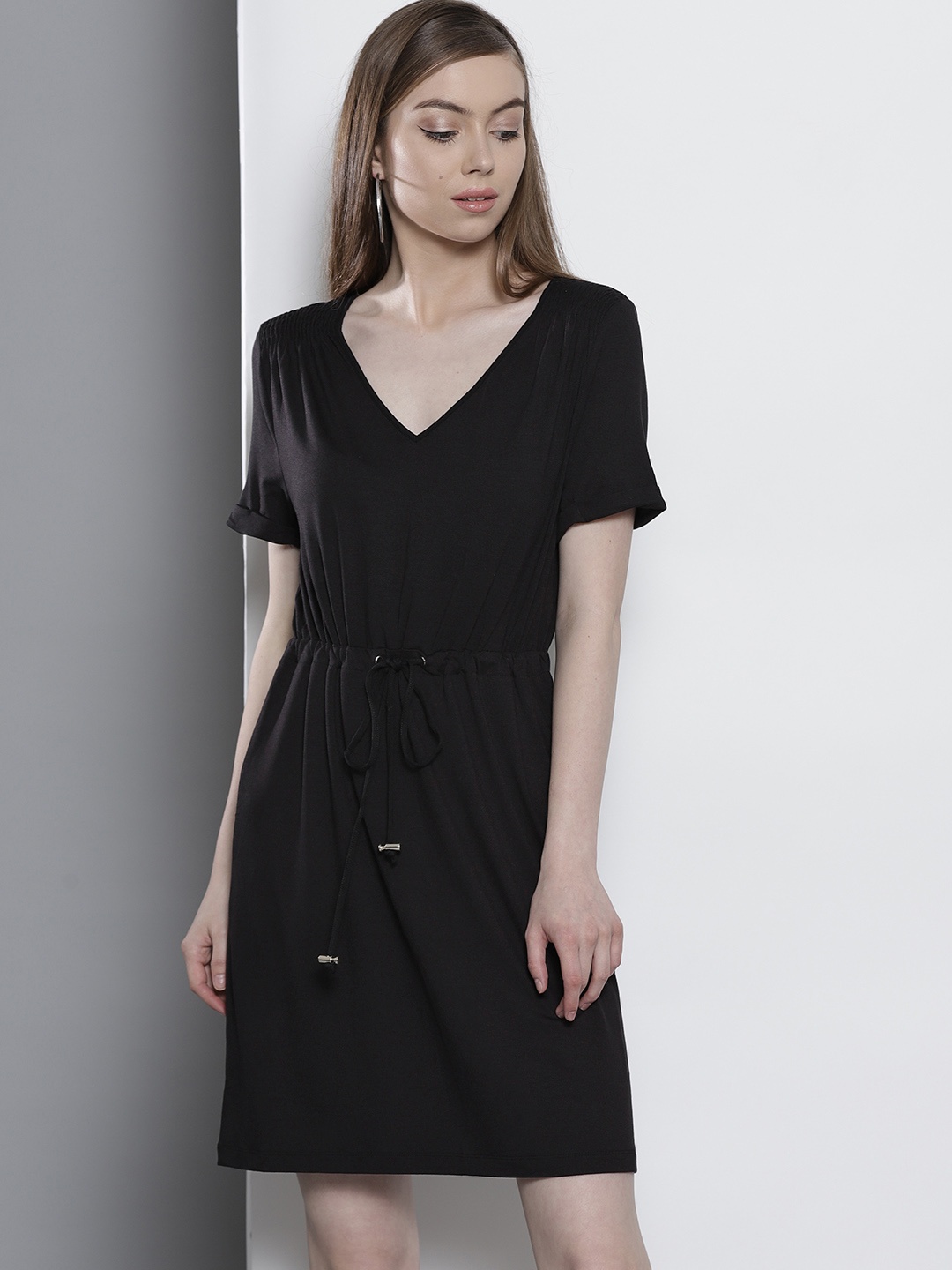 

DOROTHY PERKINS Women Black Solid A-Line Dress