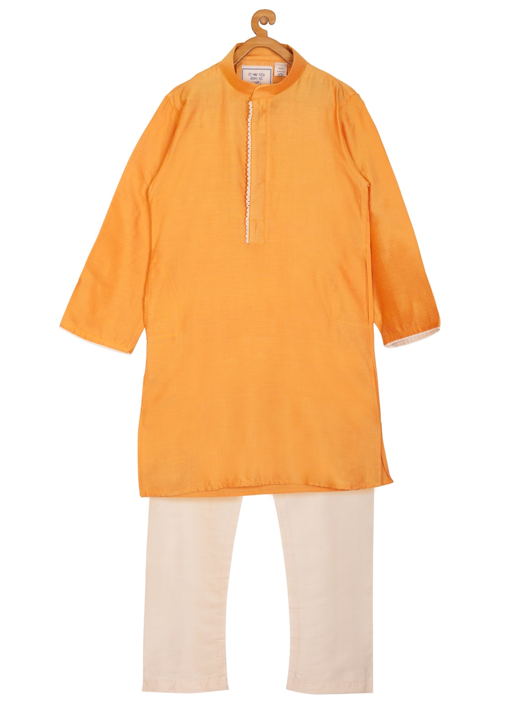

KISAH Boys Mustard Yellow & Cream-Coloured Solid Kurta with Pyjamas