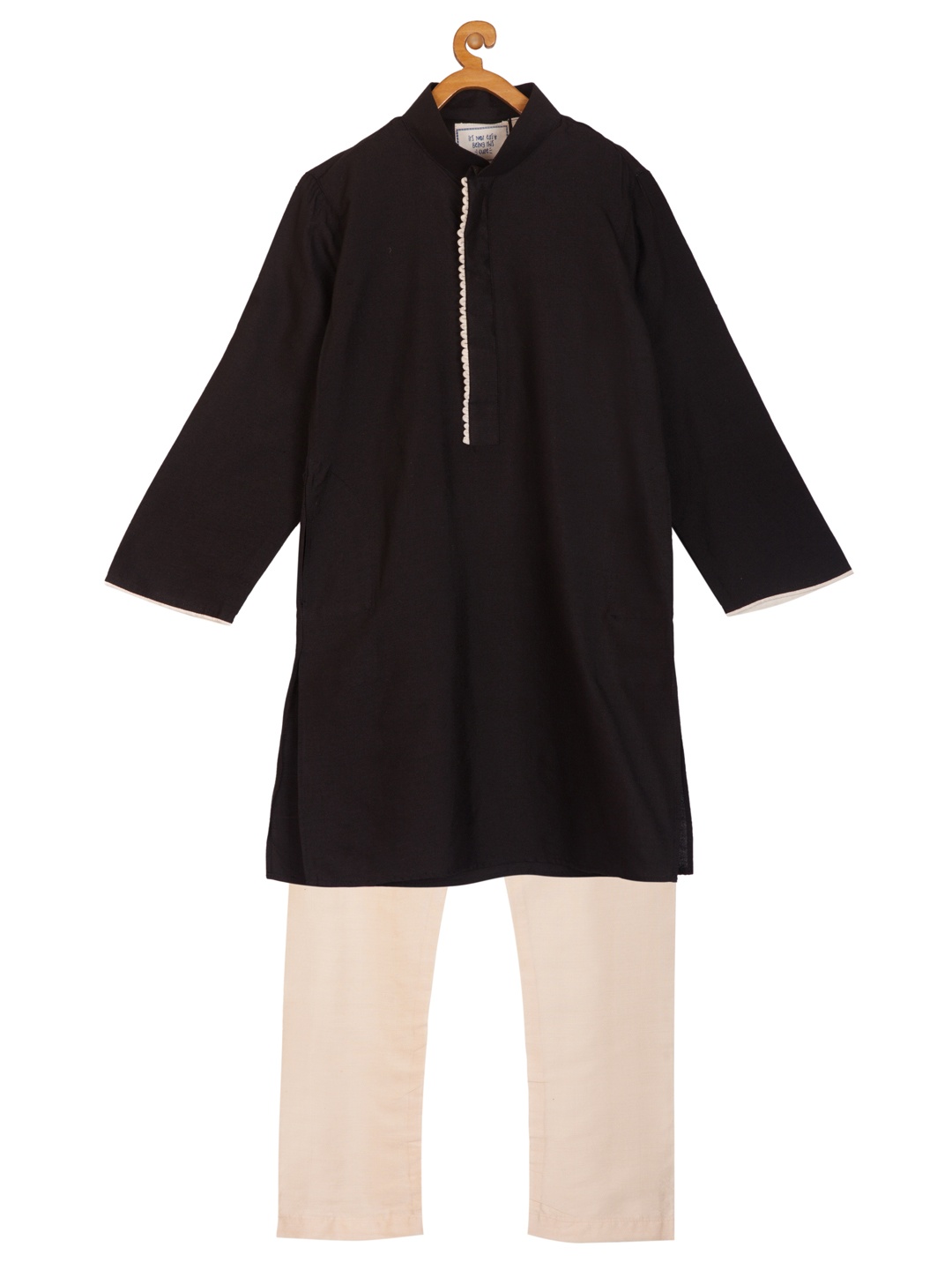 

KISAH Boys Black & Cream-Coloured Solid Kurta with Pyjamas
