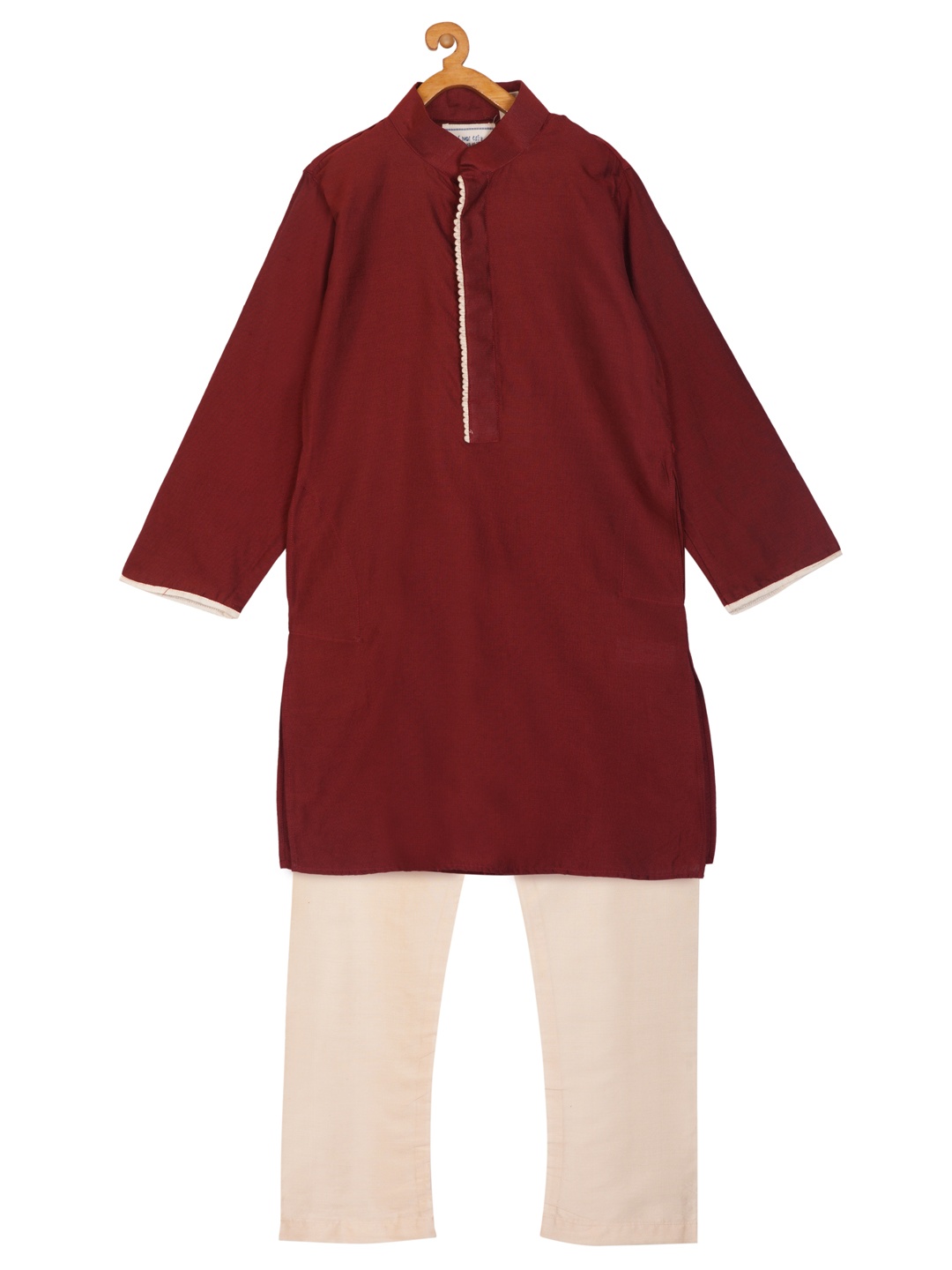 

KISAH Boys Maroon & Cream-Coloured Solid Kurta with Pyjamas