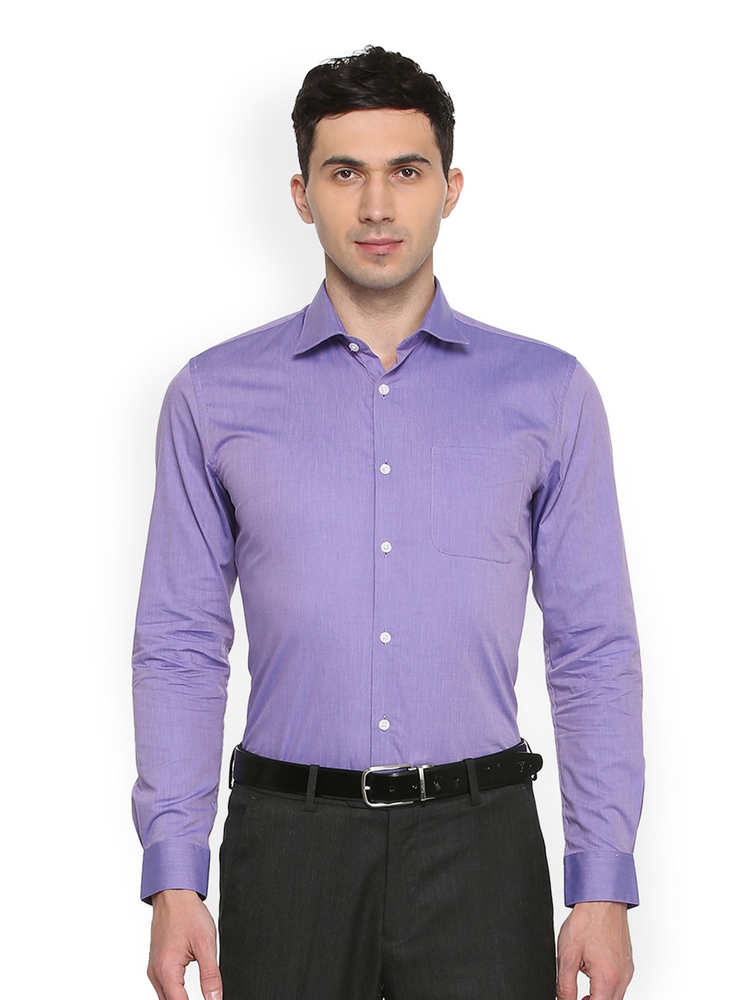 

Peter England Elite Men Purple Slim Fit Solid Formal Shirt