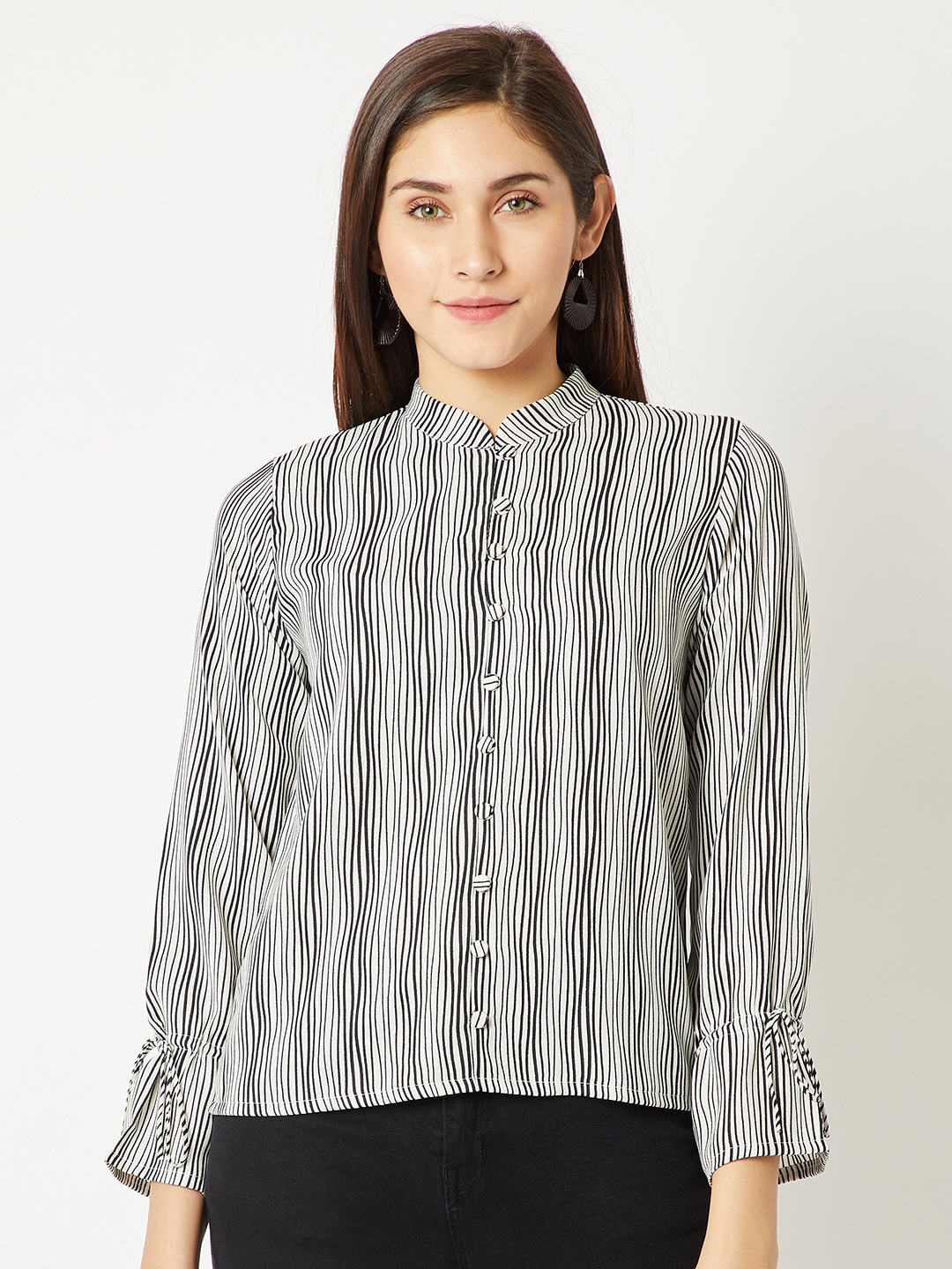

Miss Chase Women Black & White Striped Top