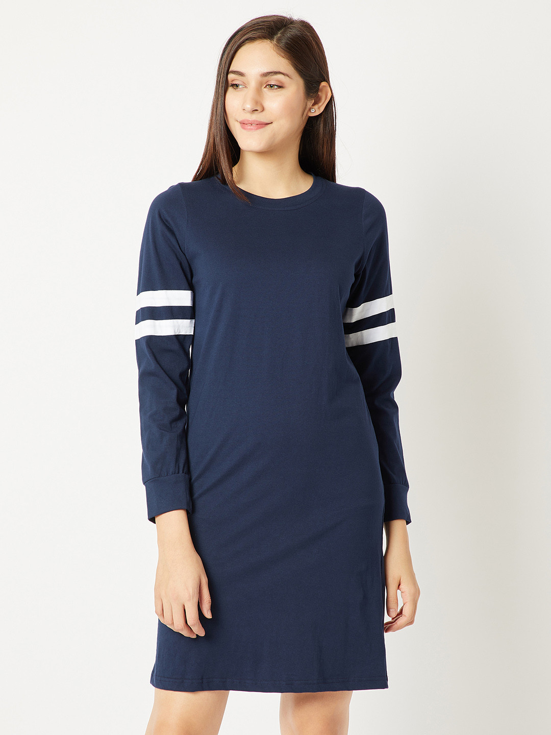 

Miss Chase Women Navy Blue Solid T-shirt Dress
