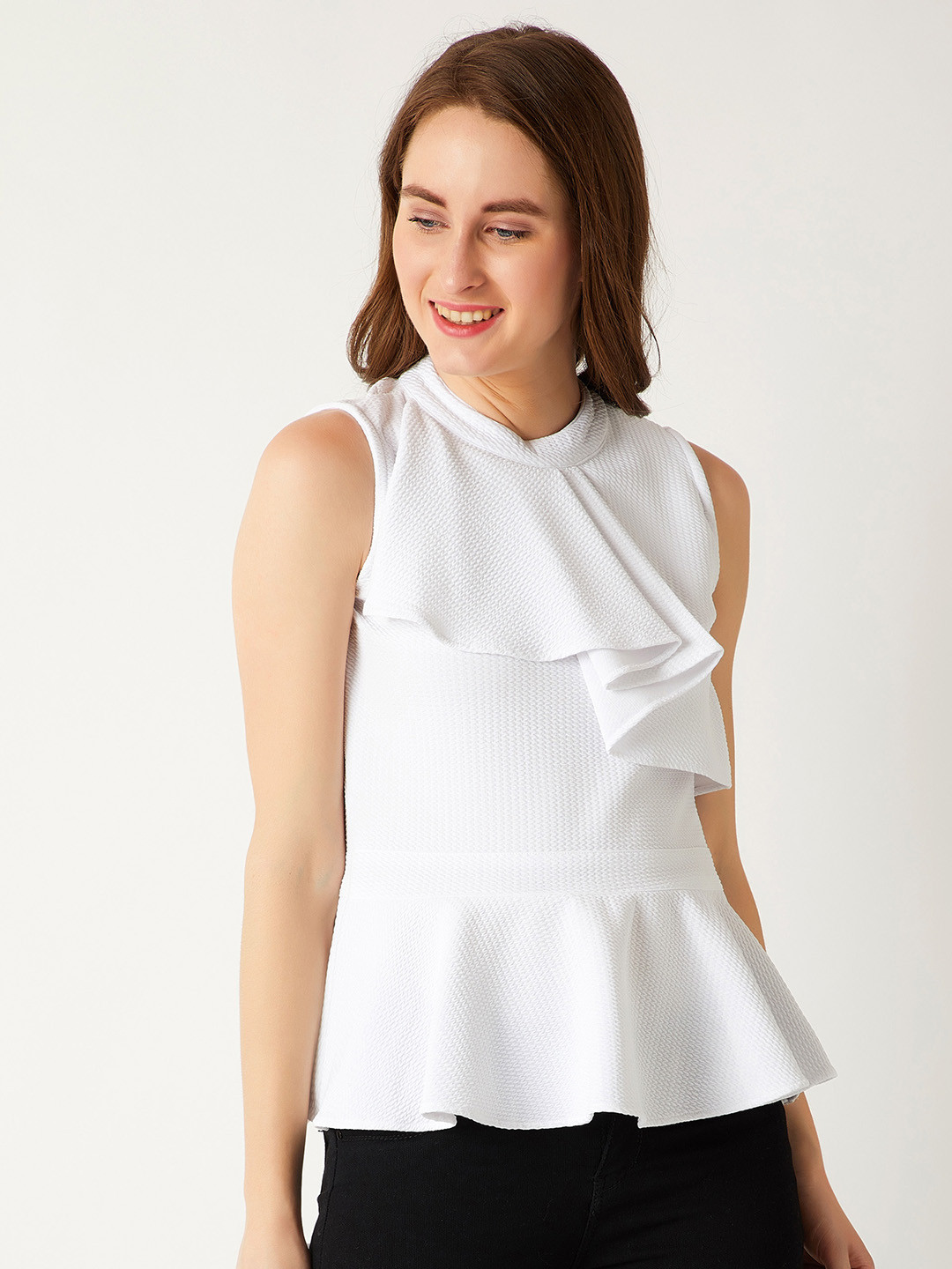

Miss Chase Women White Solid Peplum Top