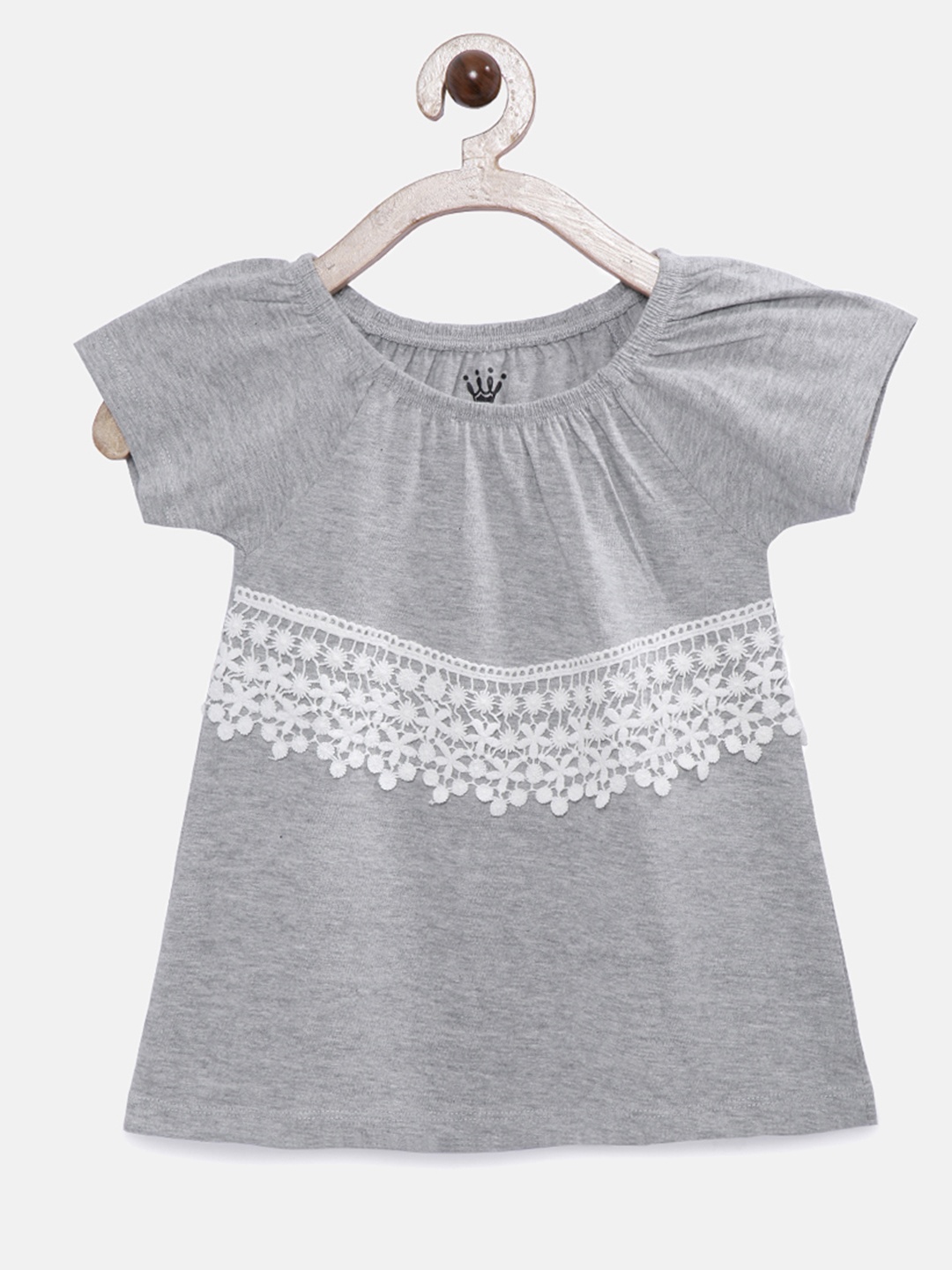

Little Chieftains Girls Grey Melange Solid Top