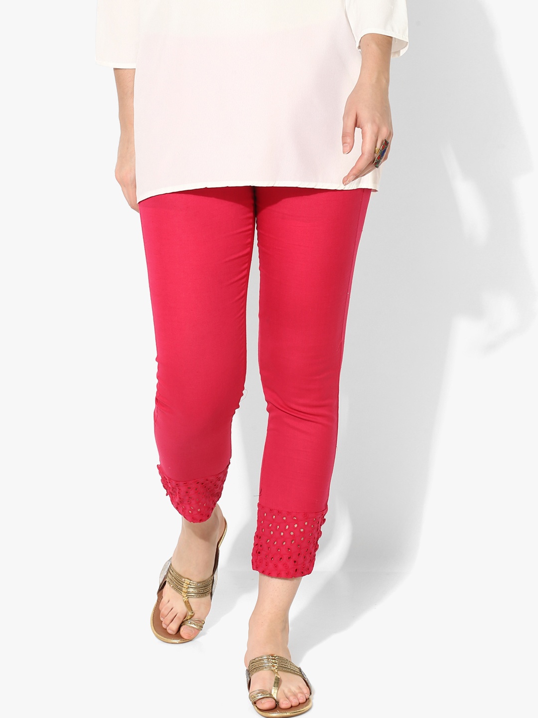 

Rangriti Women Pink Regular Fit Solid Cigarette Trousers