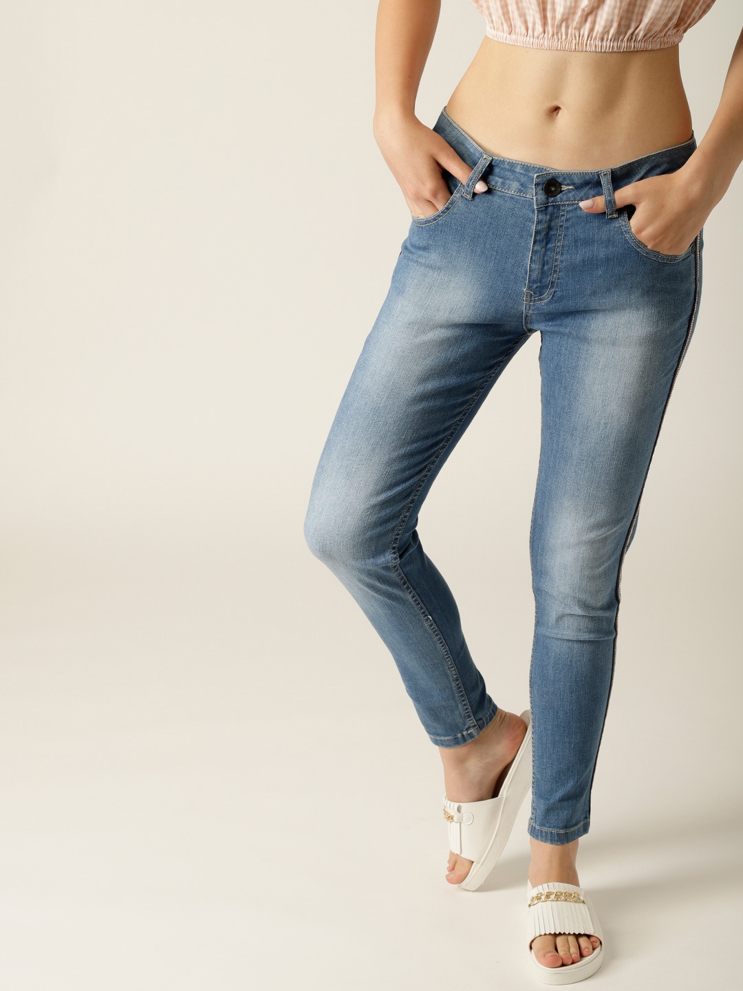 

United Colors of Benetton Women Blue Slim Fit Mid-Rise Clean Look Stretchable Jeans