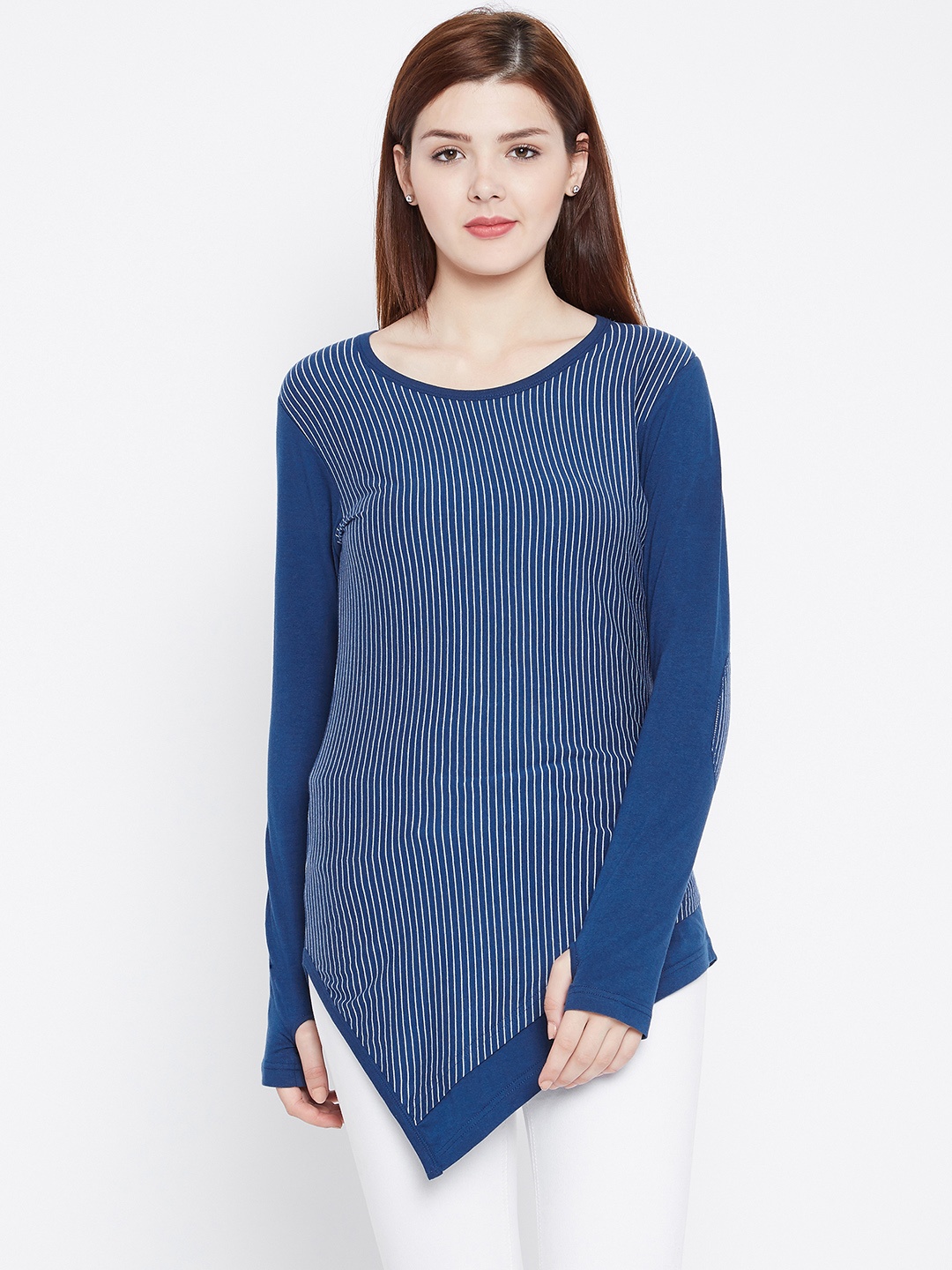 

Hypernation Women Blue Striped Top