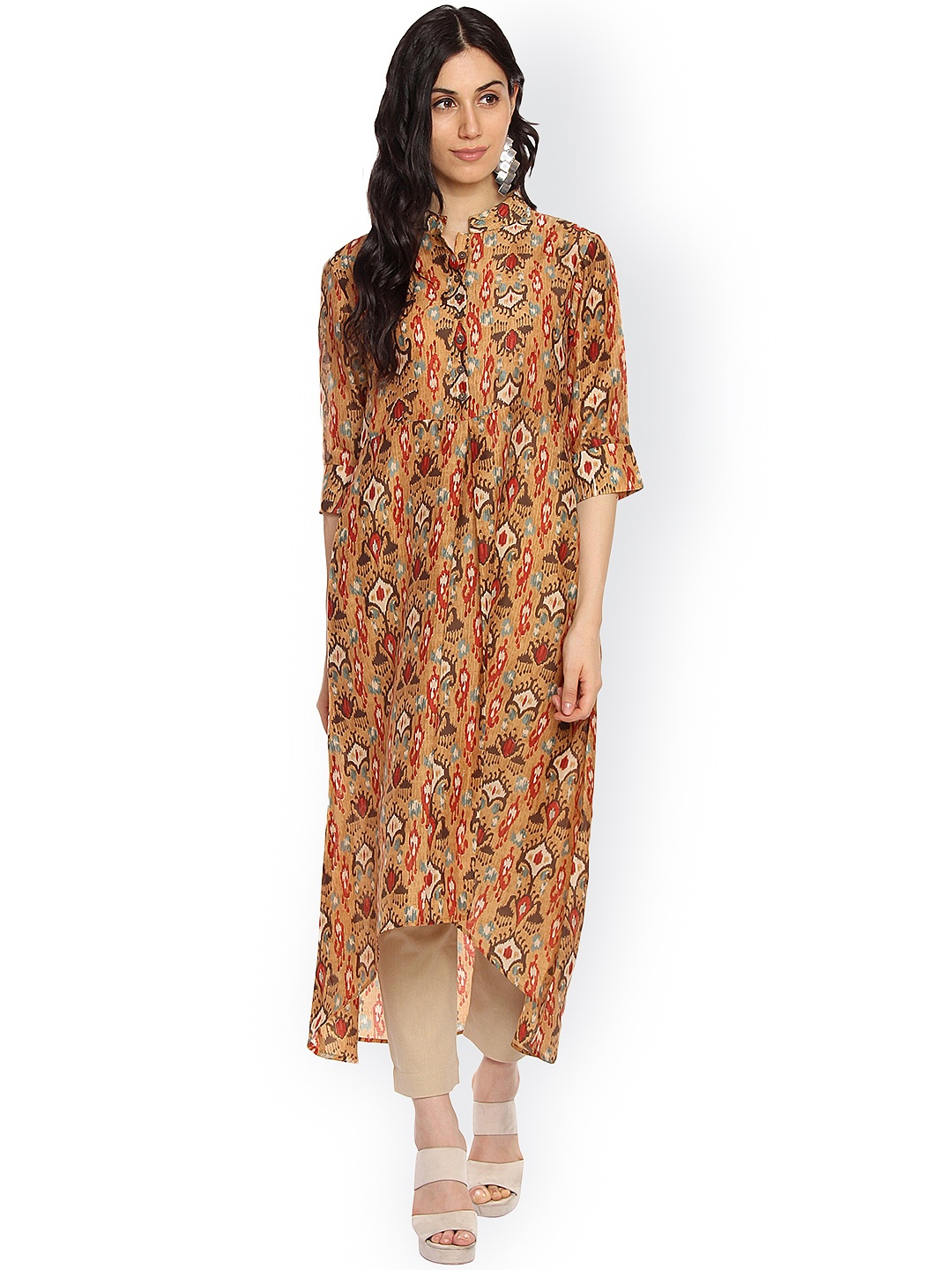 

One of a Kind Women Beige And Brown Printed Kurti