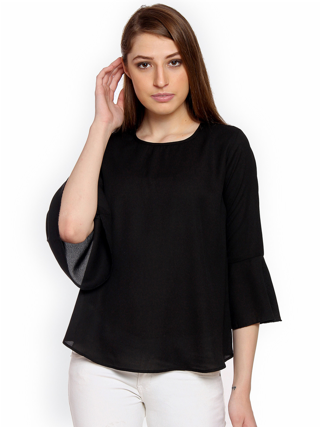 

One of a Kind Women Black Solid Top