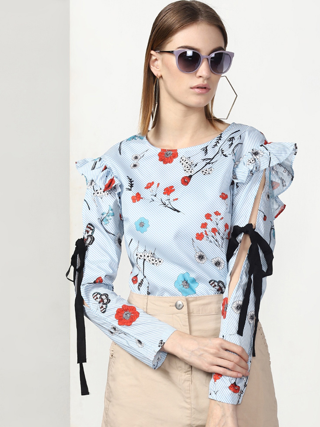 

Miss Bennett Women Blue Floral Printed Top