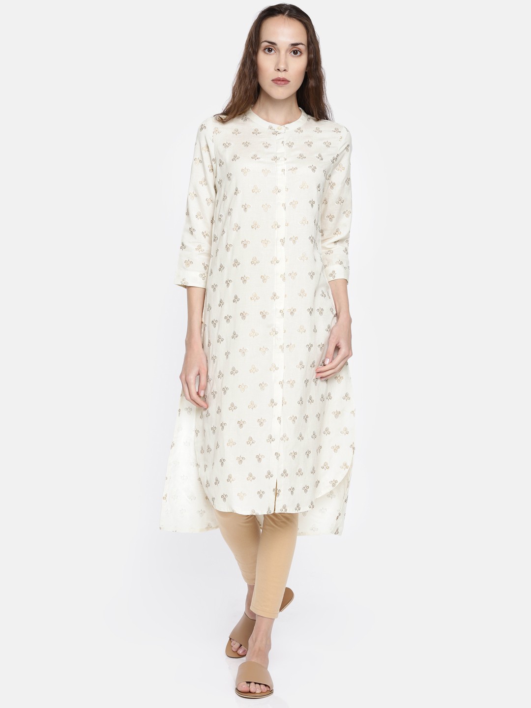 

Global Desi Women Off-White Printed A-Line Kurta