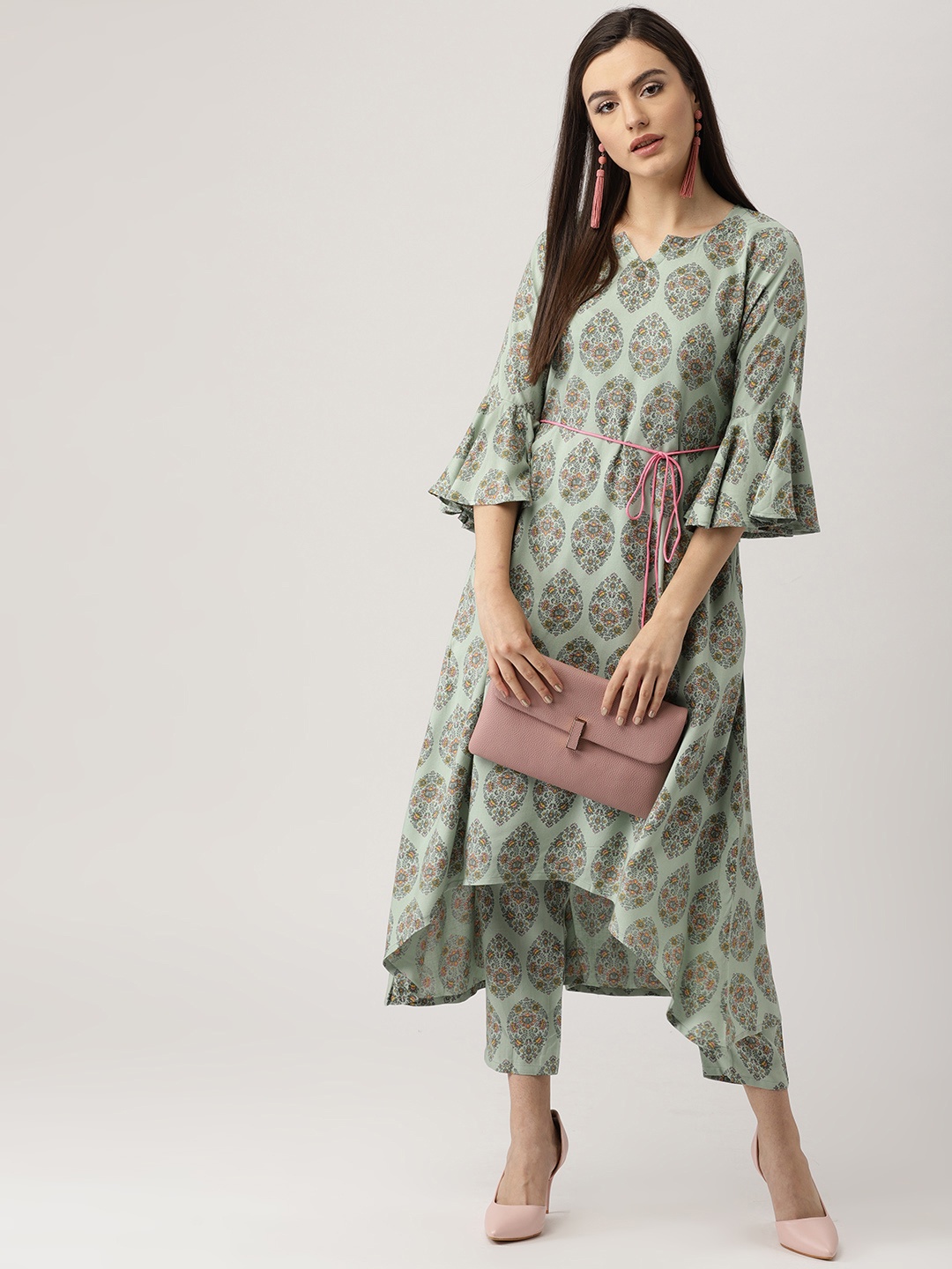 

Libas Women Green Printed Kurta with Trousers