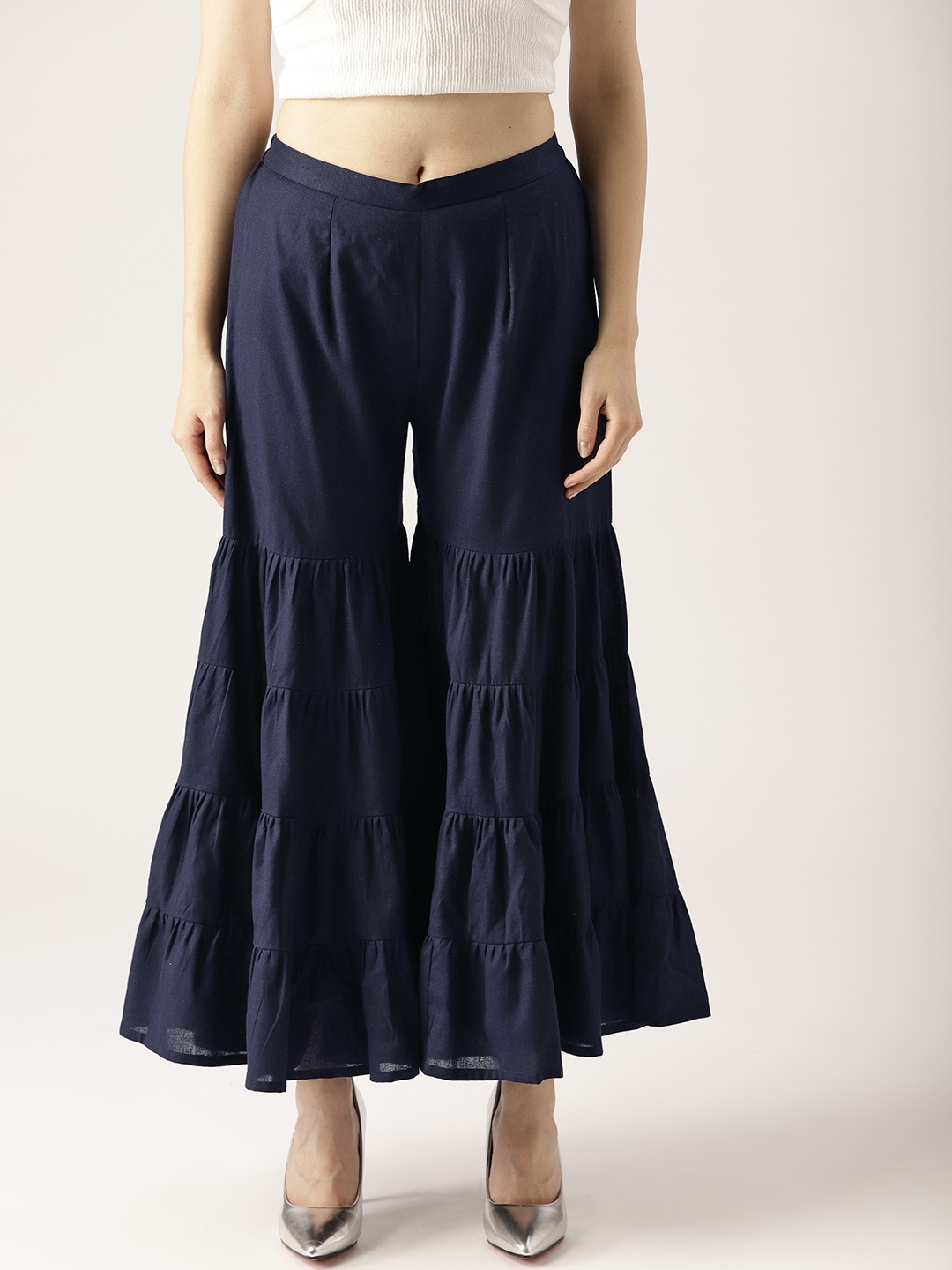 

Libas Women Navy Blue Solid Flared Sharara