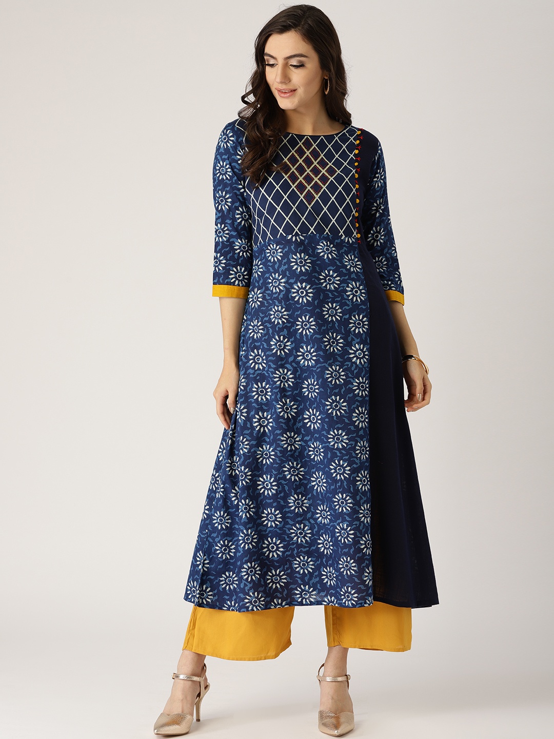 

Libas Women Blue & White Printed A-Line Kurta