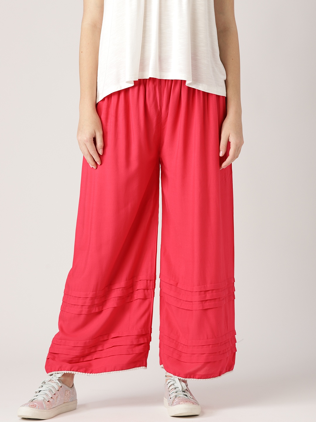 

Libas Women Pink Straight Solid Palazzos
