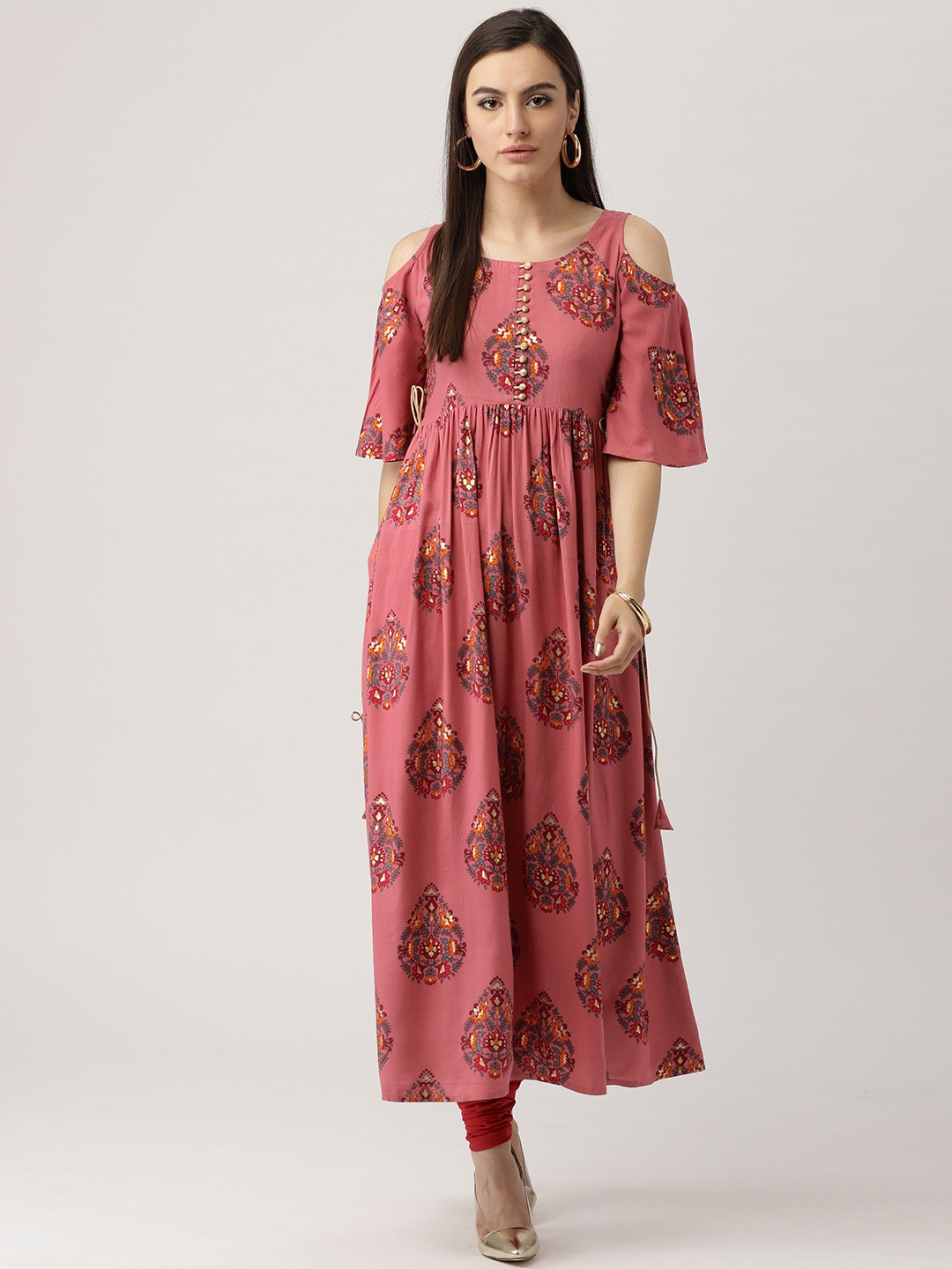 

Libas Women Pink Printed A-Line Kurta