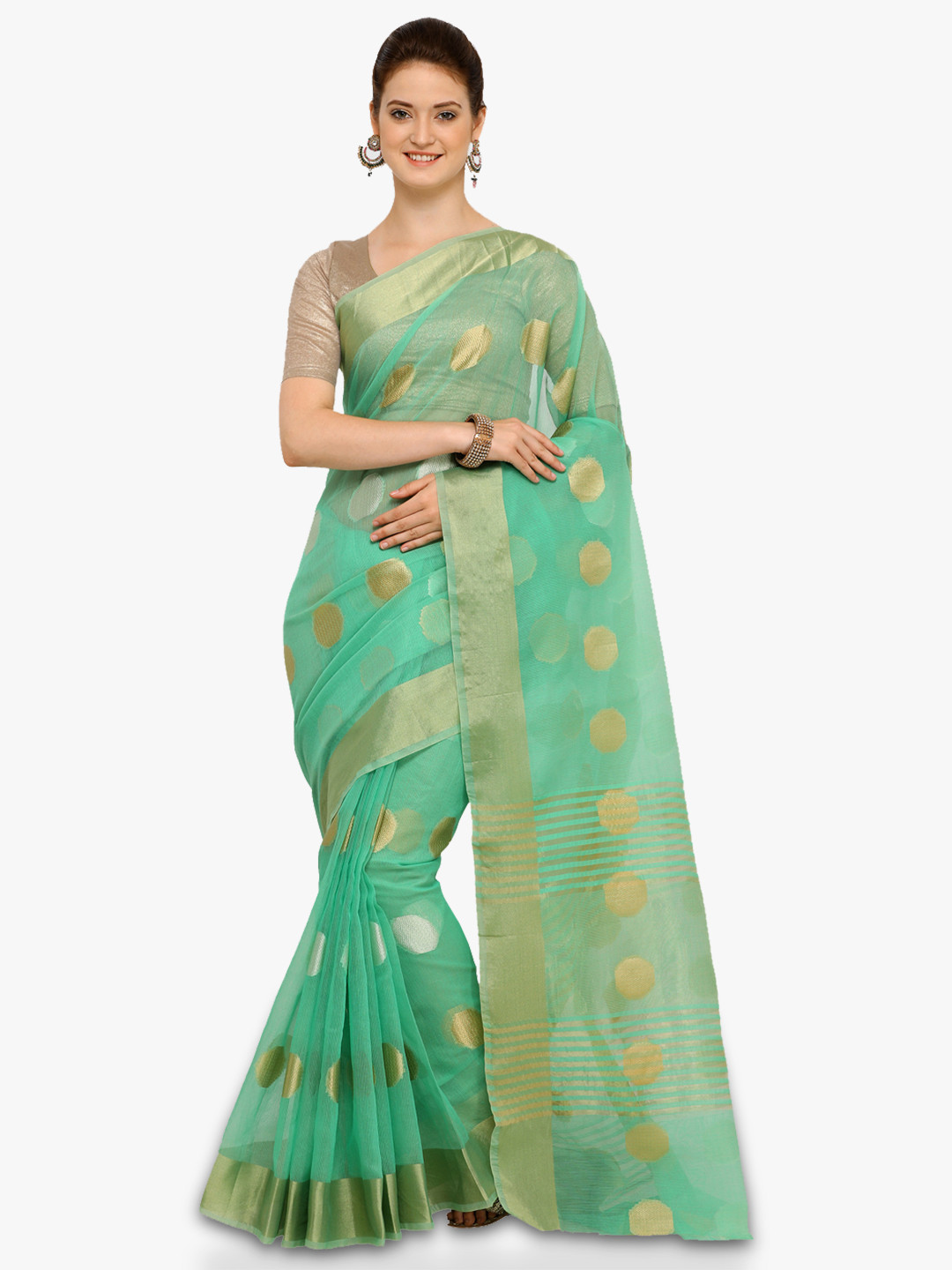 

Saree mall Green Art Silk Woven Design Chanderi Saree