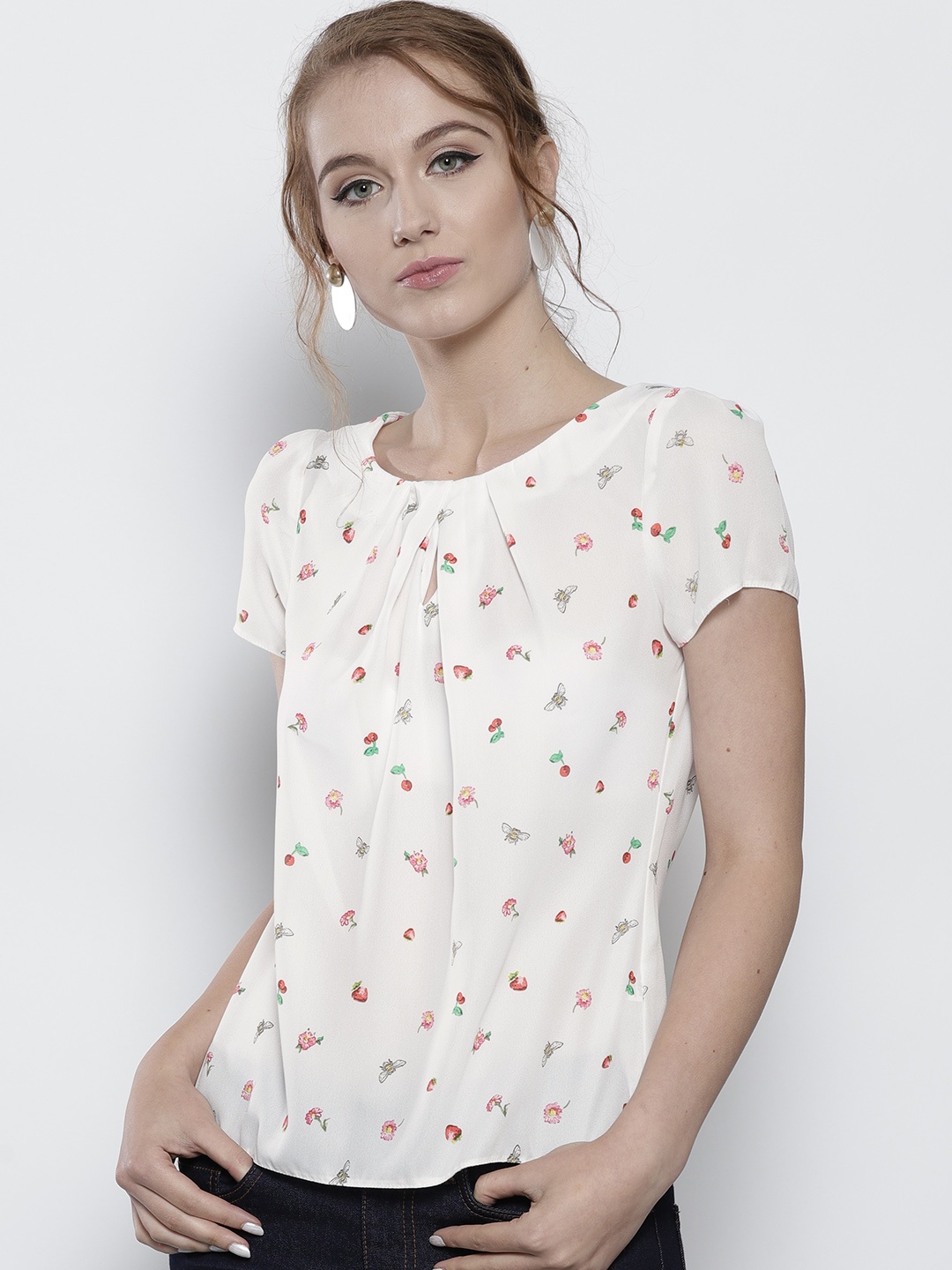 

DOROTHY PERKINS Women White Printed Top