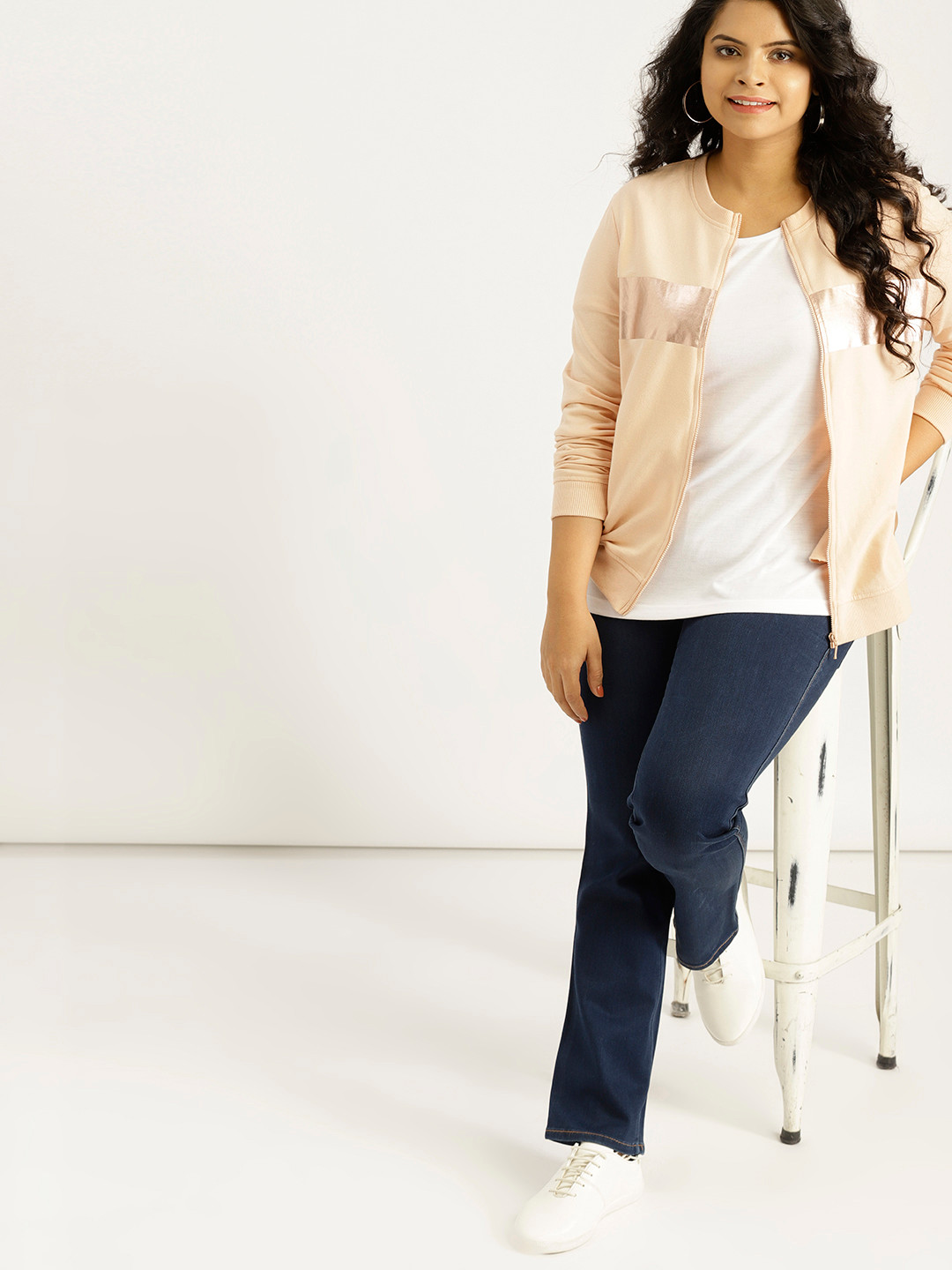 

Sztori Plus Size Women Peach-Coloured Solid Sweatshirt