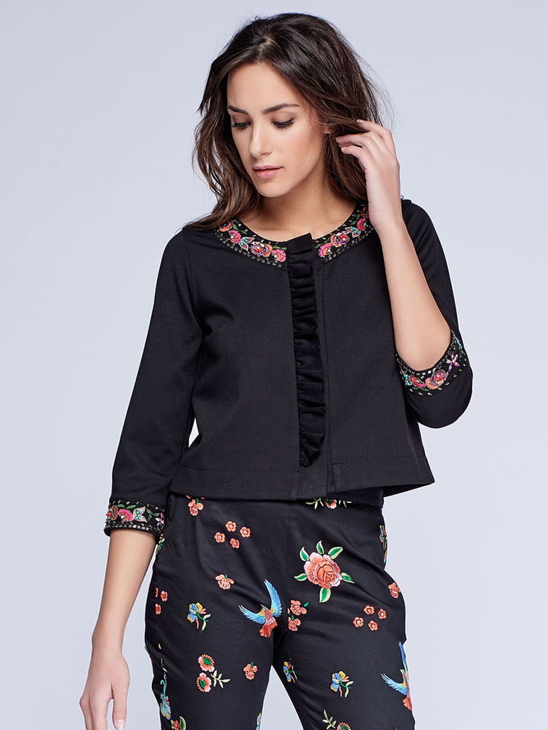 

NIZA Women Black Solid Tailored Jacket