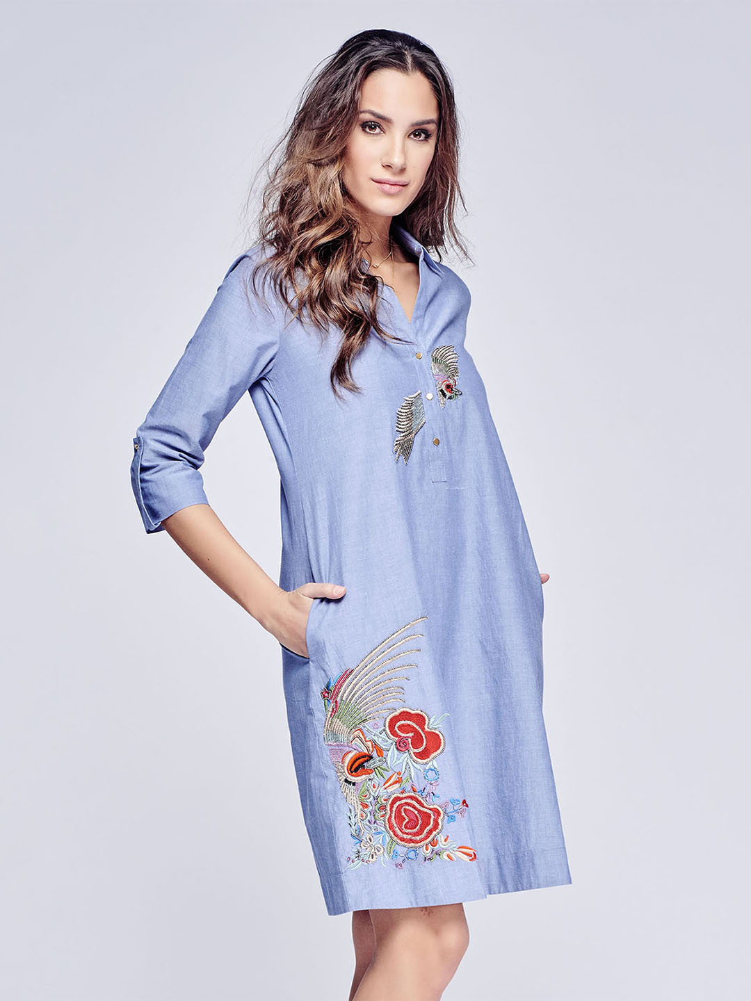 

NIZA Women Blue Printed Shirt Dress