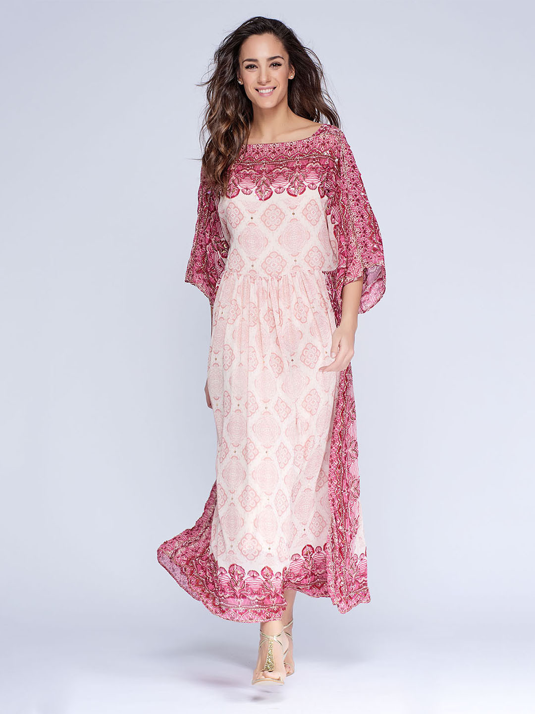 

NIZA Women Pink Embellished Maxi Dress